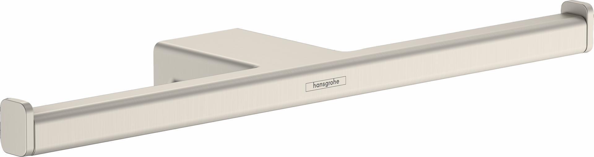 AddStoris Brushed Nickel Toilet Paper Holder 41748820 by Hansgrohe - Modern Bathroom Tissue Roll Stand for Home & Commercial Use