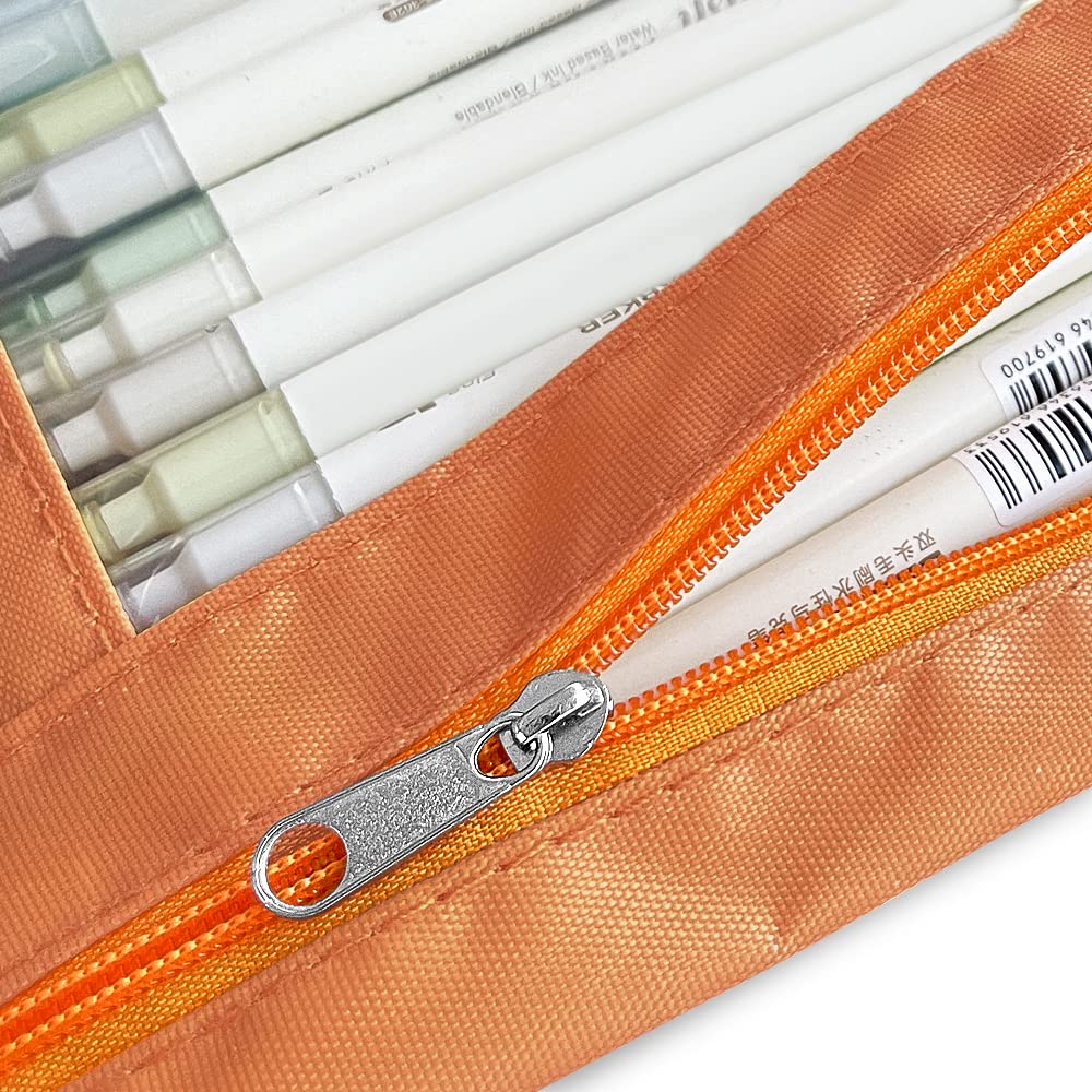 3-Pack Multi-Color Large Capacity Pencil Pouch with Zipper Closure & Clear Window - 3 Ring Binder Pencil Case with Reinforced Grommets (Burnt Orange) - Perfect for School, Office & Art Supplies Organization