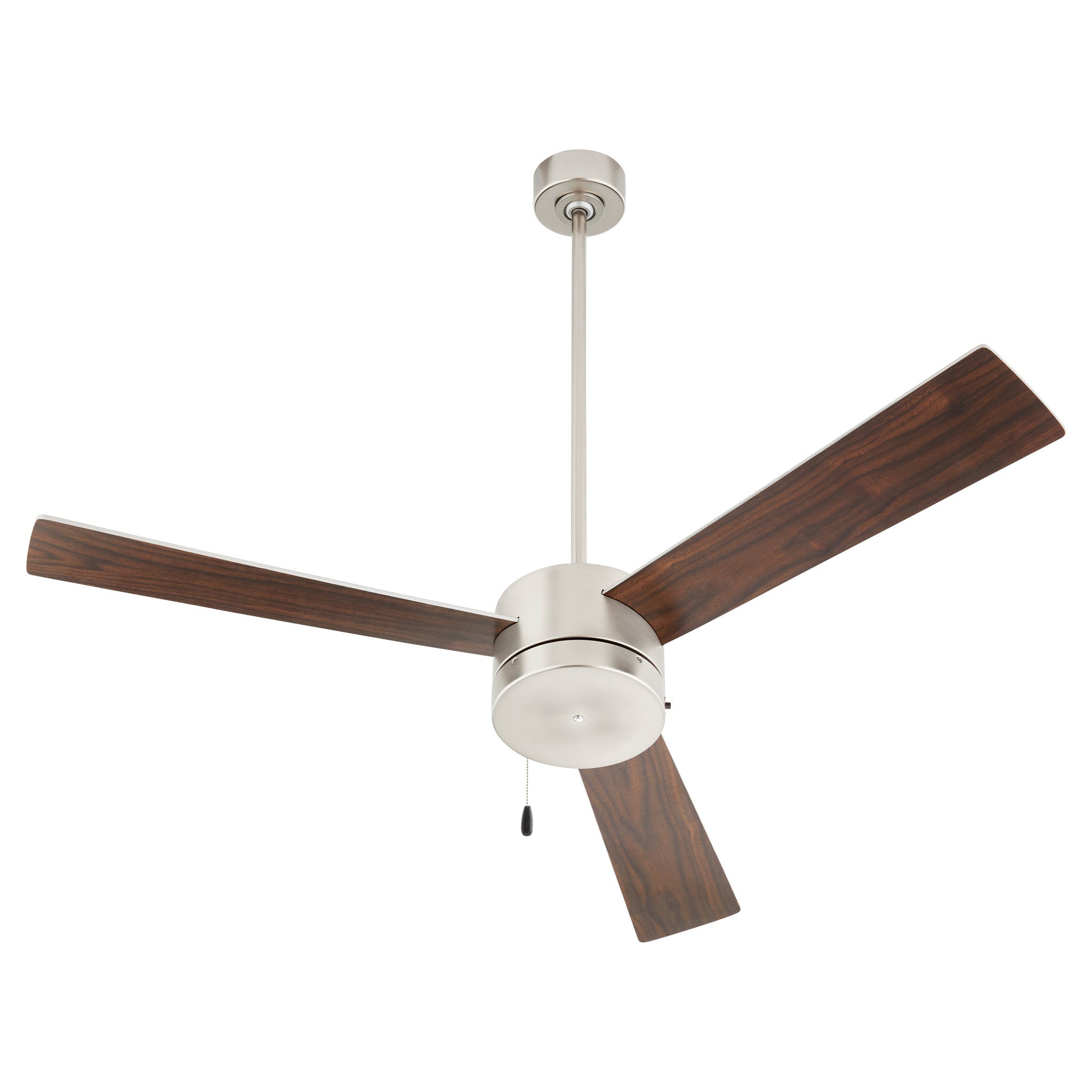 ALLEGRO 3 52 Inch Ceiling Fan with Pull Chain - 3 Speed Reversible Motor, Optional LED Light, Satin Nickel Finish with Silver/Walnut Blades - Perfect for Living Room, Bedroom, or Patio
