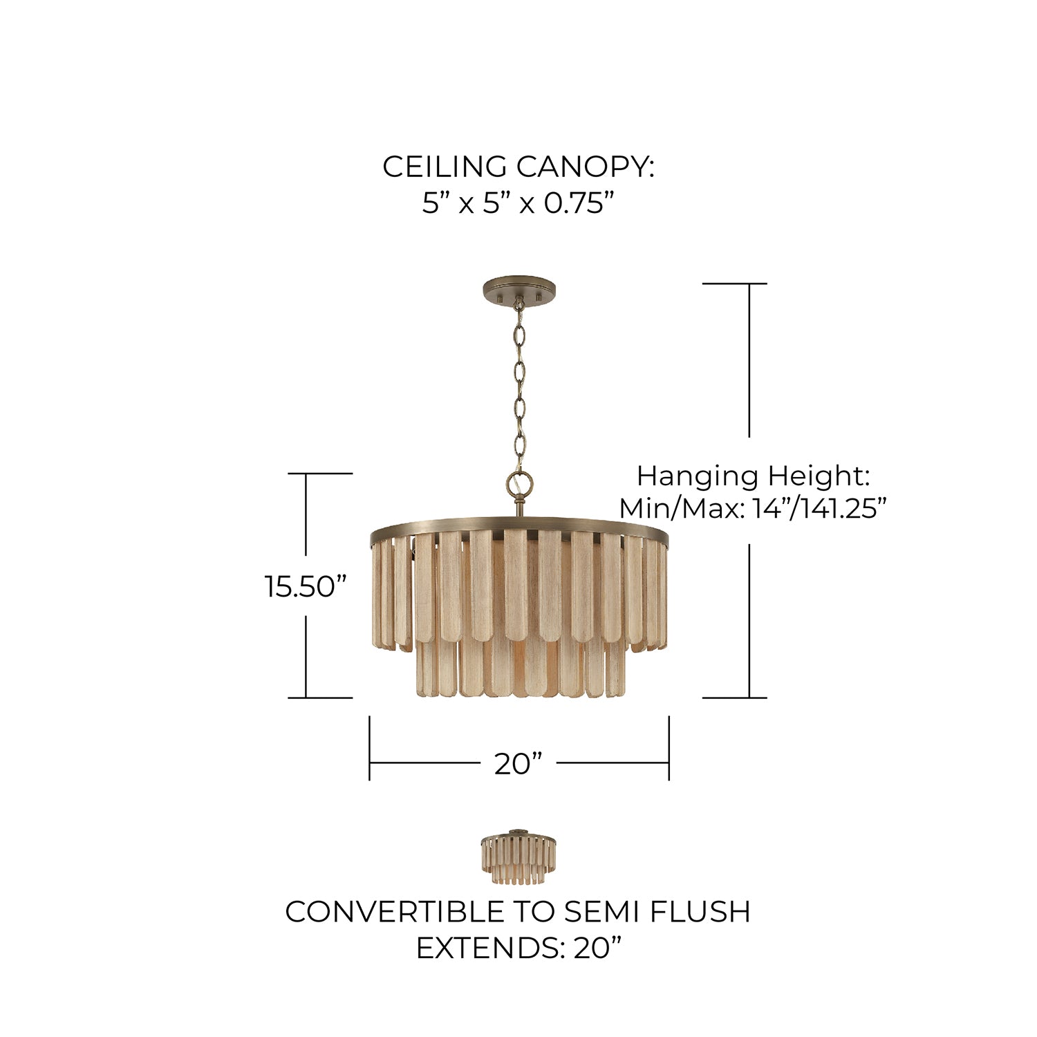 Isla Semi Flush Mount Ceiling Light - Modern Farmhouse Lighting Fixture for Bedroom, Kitchen, Dining Room & Hallway