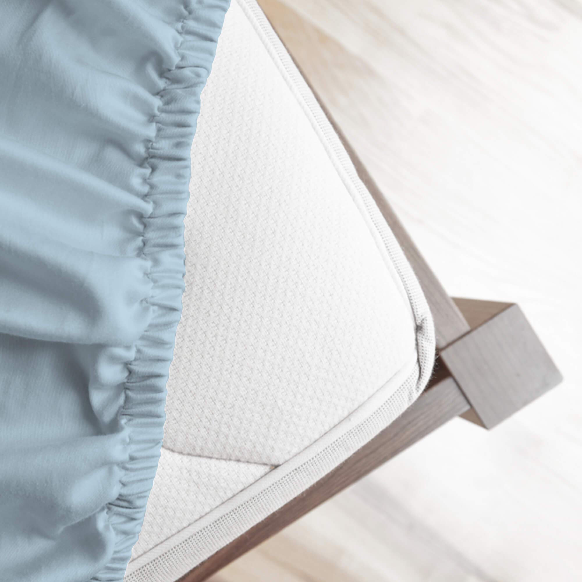 Combed Cotton Cal King Sheets Set - 4PC, 200 Thread Count, Baby Blue for Deep Pocket Mattress | Luxury Bedding for Home & Hotel Use