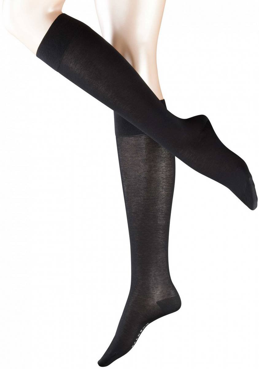 Falke Women's Cotton Touch Knee High Socks - Soft & Comfortable Black Socks for Everyday Wear, Work & Casual Outfits