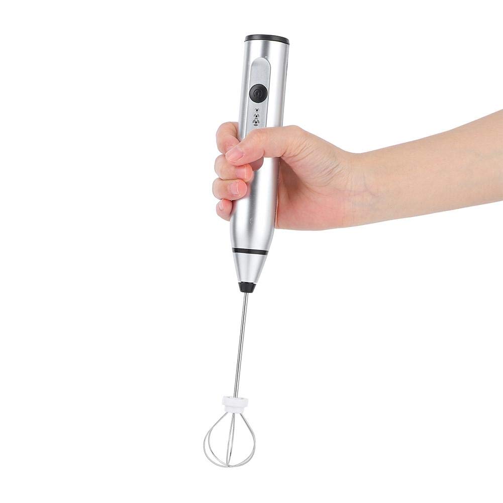 Rechargeable Electric Hand Mixer & Frother - 3 Speed Settings, Silver - Perfect for Baking, Whipping Cream & Making Lattes at Home