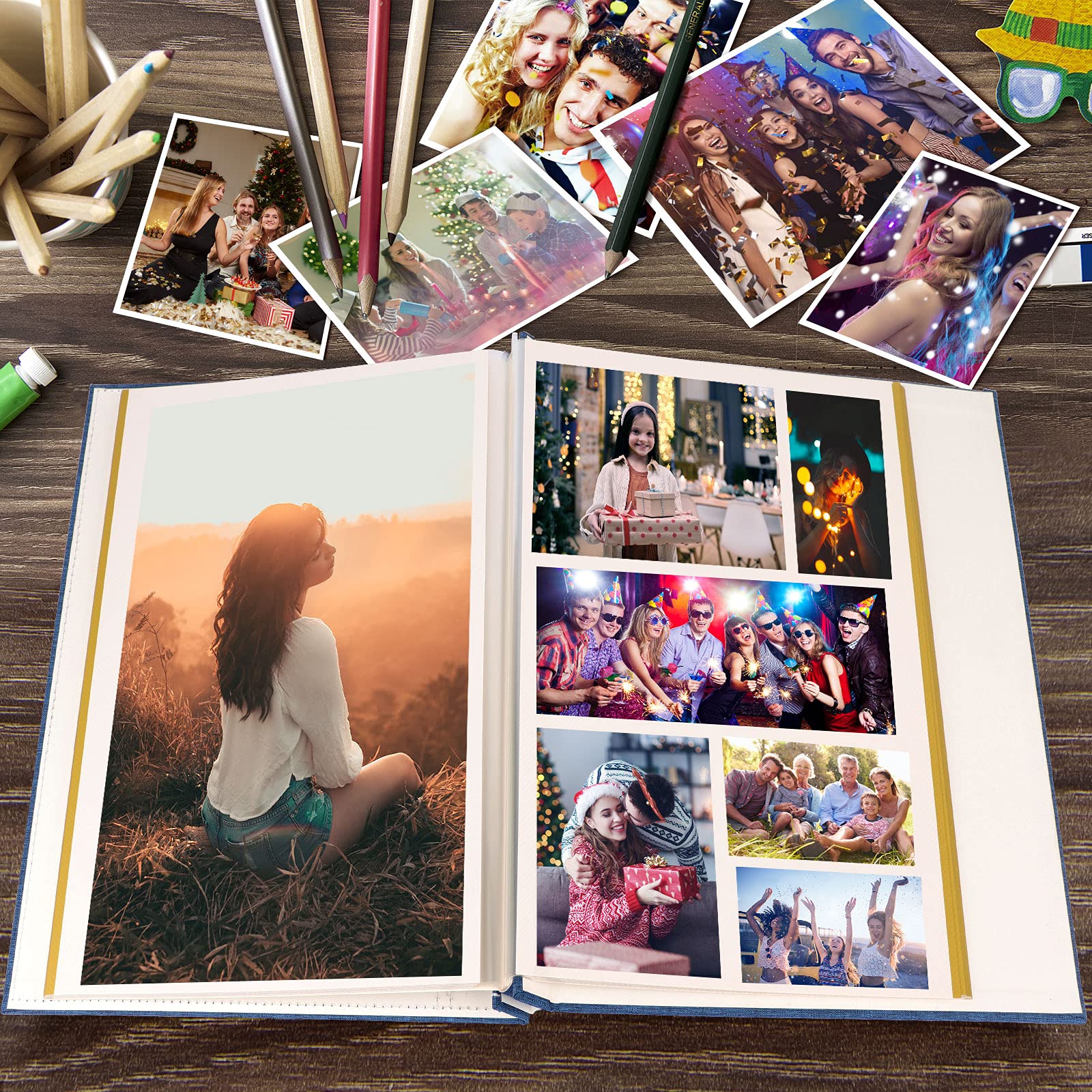 FunSponsor Self-Adhesive Photo Album - White 11x12.9 Inch Scrapbook with 20 Pages, Holds 3x5, 4x6, 6x8 & 8x10 Photos - Perfect for Wedding, Baby, Travel & Family Memory Keepsake Albums