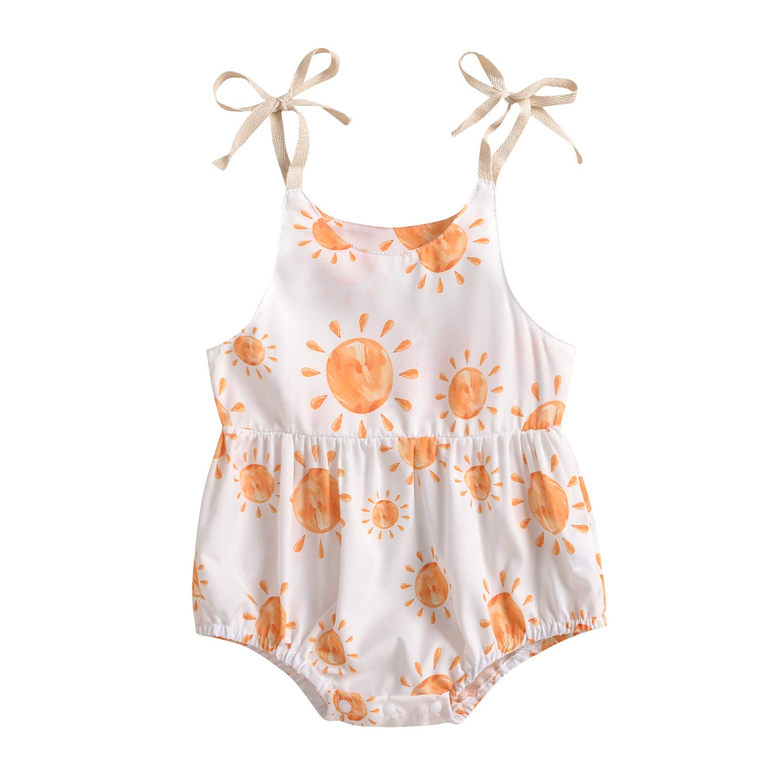 Newborn Baby Bodysuit - Sleeveless Sunflower Print Romper with Spaghetti Straps | Soft Summer Outfit for Infants | Perfect for Beach, Park & Family Photos