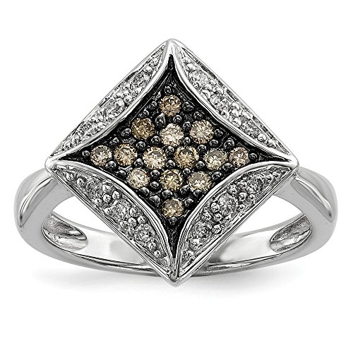 925 Sterling Silver Champagne Diamond Ring - 0.33cttw Diamond-Shaped Wedding Band for Women, Anniversary Gift, Engagement Ring, Everyday Jewelry