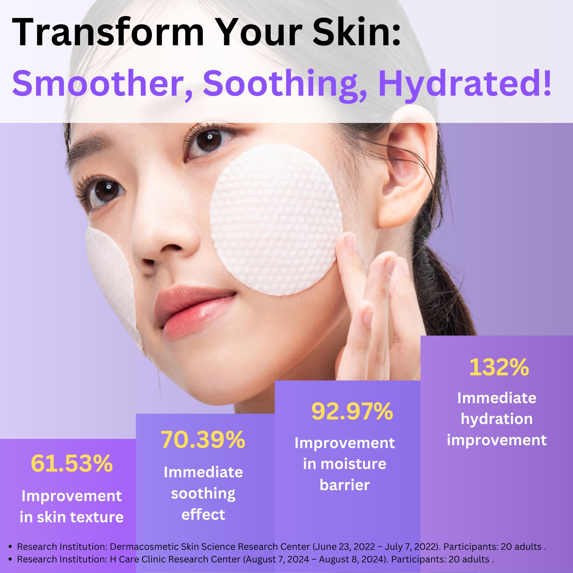 Metabiome Korean Toner Pads for Clear Skin - Soothing Exfoliating Cotton Pads with Tea Tree, Vitamin C & Collagen - Brightening Facial Treatment for Dry Skin & Blemishes - Perfect for Daily Skincare Routine & Travel