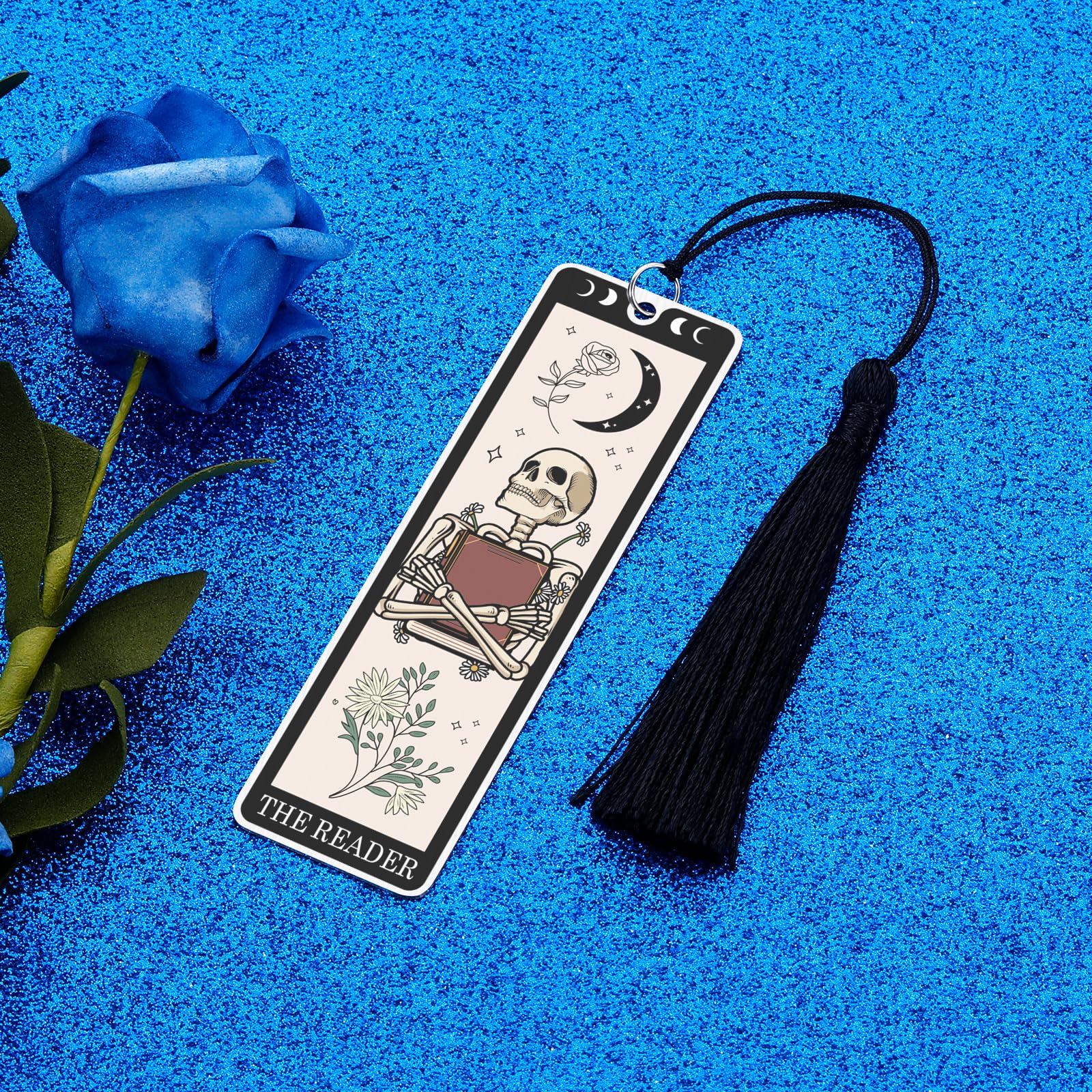Funny Tarot Skeleton Bookmark - Unique Book Lover Gift for Women & Men, Halloween & Christmas Stocking Stuffer, Birthday Present for Teens - Perfect for Horror Fans, Book Club Members & Tarot Enthusiasts