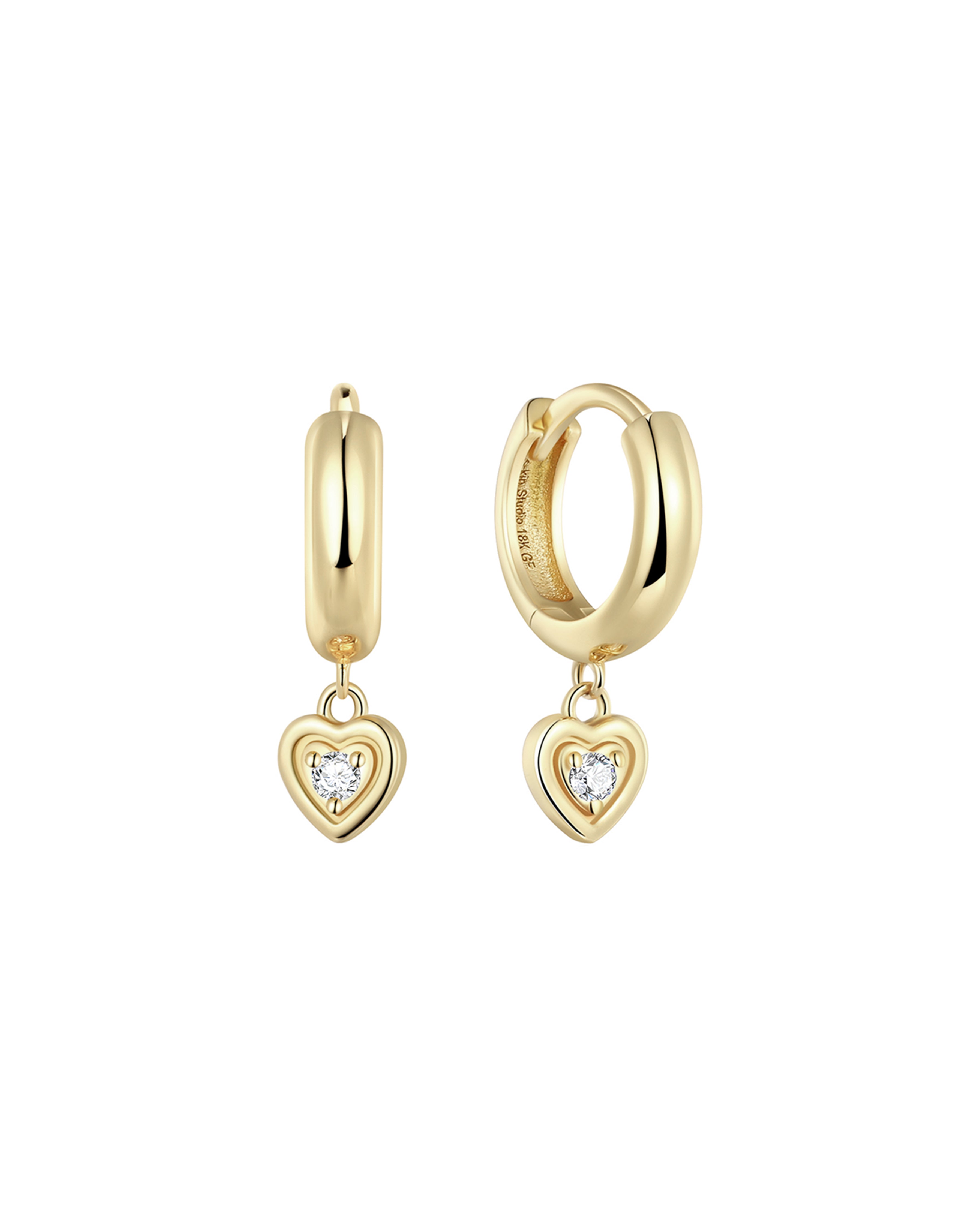 Ella Bold Heart Hoop Earrings - 14K Gold Plated Dainty Huggie Hoops for Women, Trendy Valentine's Day Gift - Perfect for Date Nights, Parties & Everyday Wear
