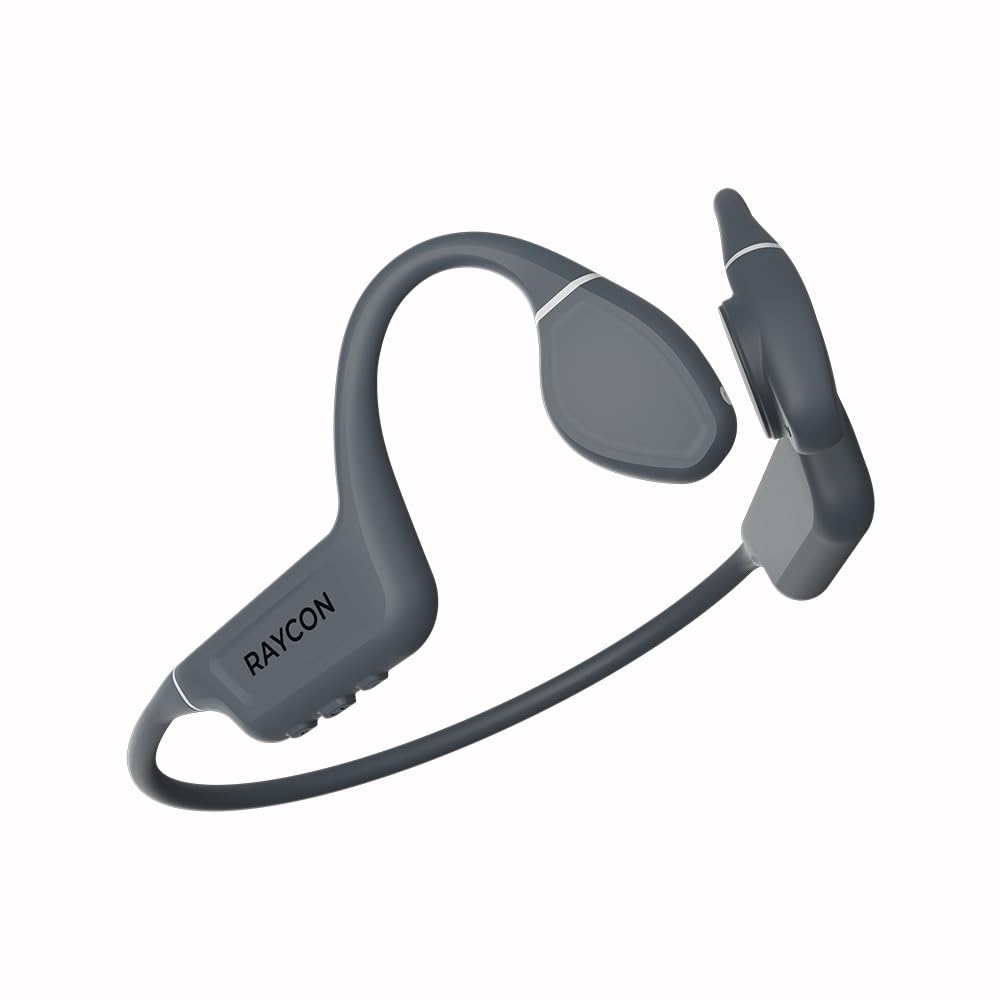 Raycon Bone Conduction Headphones - Open-Ear Bluetooth Sports Earbuds with Mic, IPX68 Waterproof for Running, Cycling & Workouts - 13 Hour Playtime, Sweatproof & Secure Fit - Perfect for Gym, Jogging & Outdoor Activities (Gray)