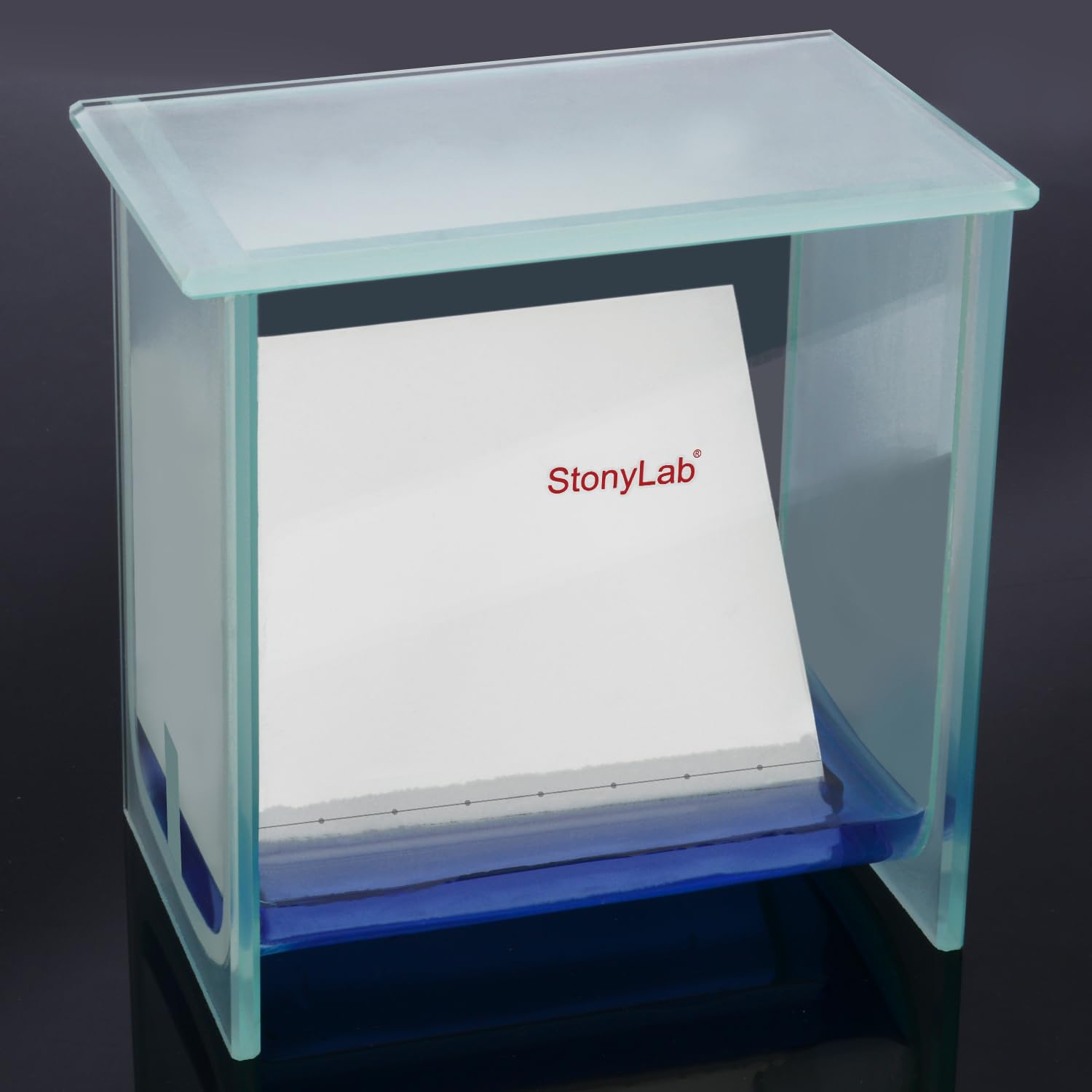 Stonylab Glass Square TLC Developing Tank - Heavy Duty Borosilicate Chromatography Chamber with Lid for Multiple Plates (3.94