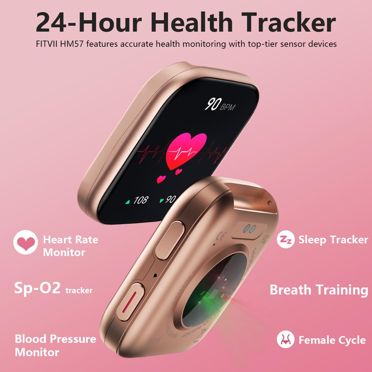 FITVII Smart Watch with Heart Rate, Blood Pressure & Sleep Tracking - Fitness Tracker for Women & Men, 120+ Sport Modes, Blood Oxygen Monitor, Call Function - Perfect for Workouts, Running & Daily Health Monitoring