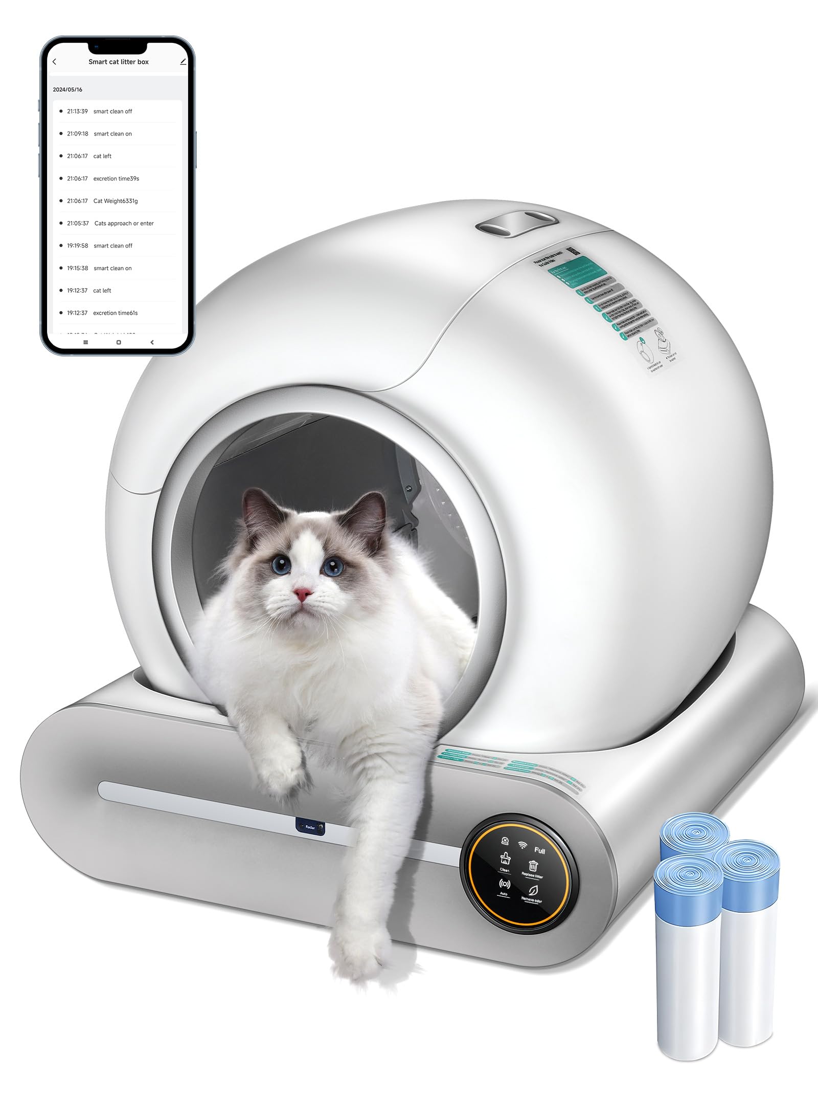 2025 Upgraded Self Cleaning Litter Box for Multiple Cats - 65L+9L Extra Large Automatic Robot Cat Litter Box with Negative Ion Sterilization, APP Control & Health Monitoring - Perfect for Smart Homes & Multi-Cat Households