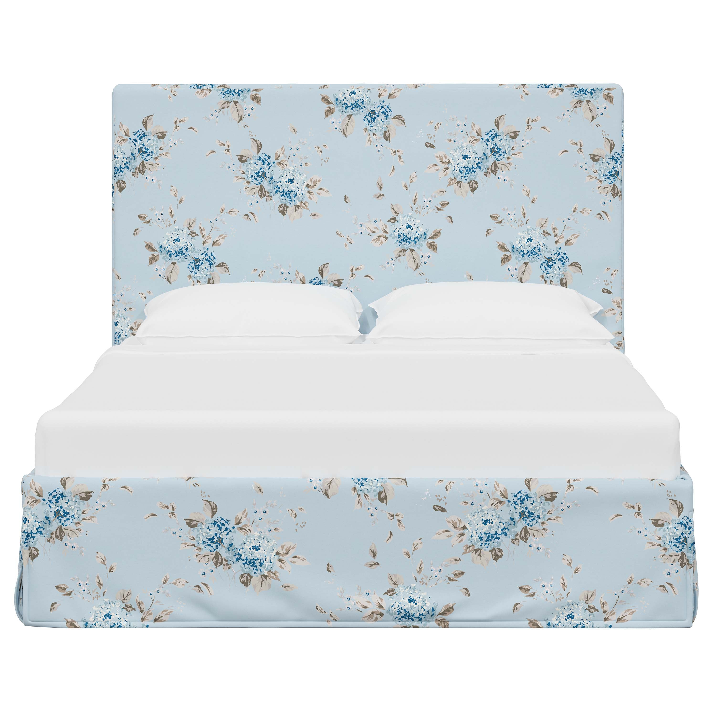 Violet Slipcovered Bed - Soft Washable Fabric Upholstered Queen Size Bed Frame with Headboard - Perfect for Modern Bedrooms, Guest Rooms & Cozy Home Decor