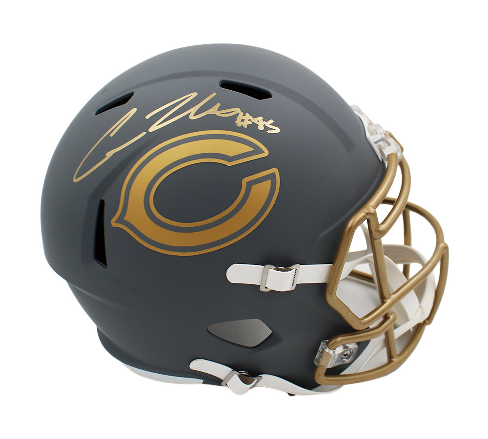 Cole Kmet Autographed Chicago Bears Speed Full Size Slate NFL Helmet - Official Collectible for Fans, Sports Memorabilia, Man Cave Decor, and Game Room Display