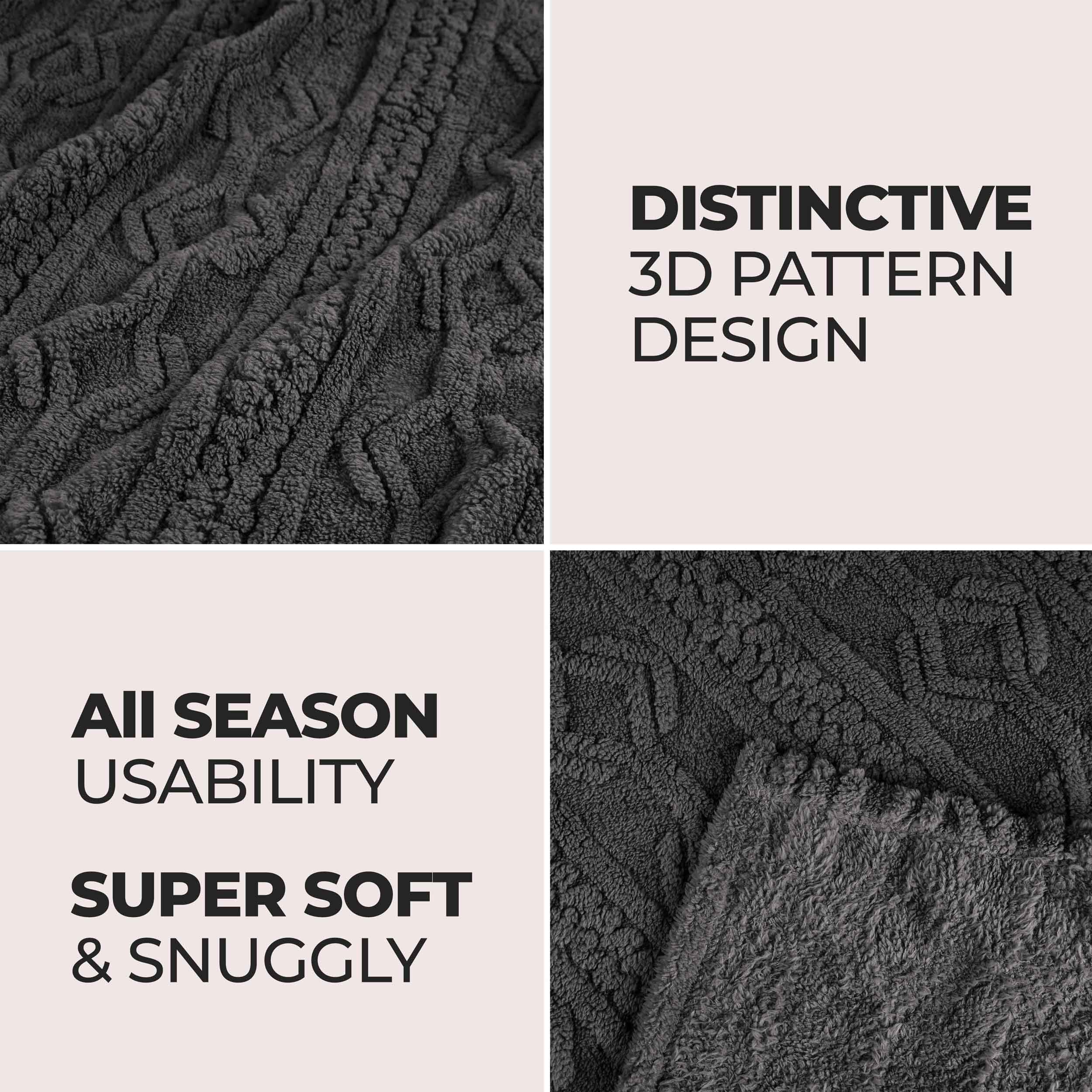 Arctic Boho Jacquard Plush Fleece Blanket - Ultra Soft & Warm Winter Throw for Couch, Bed, Sofa - Perfect for Home Decor, Cozy Nights & Gift Giving