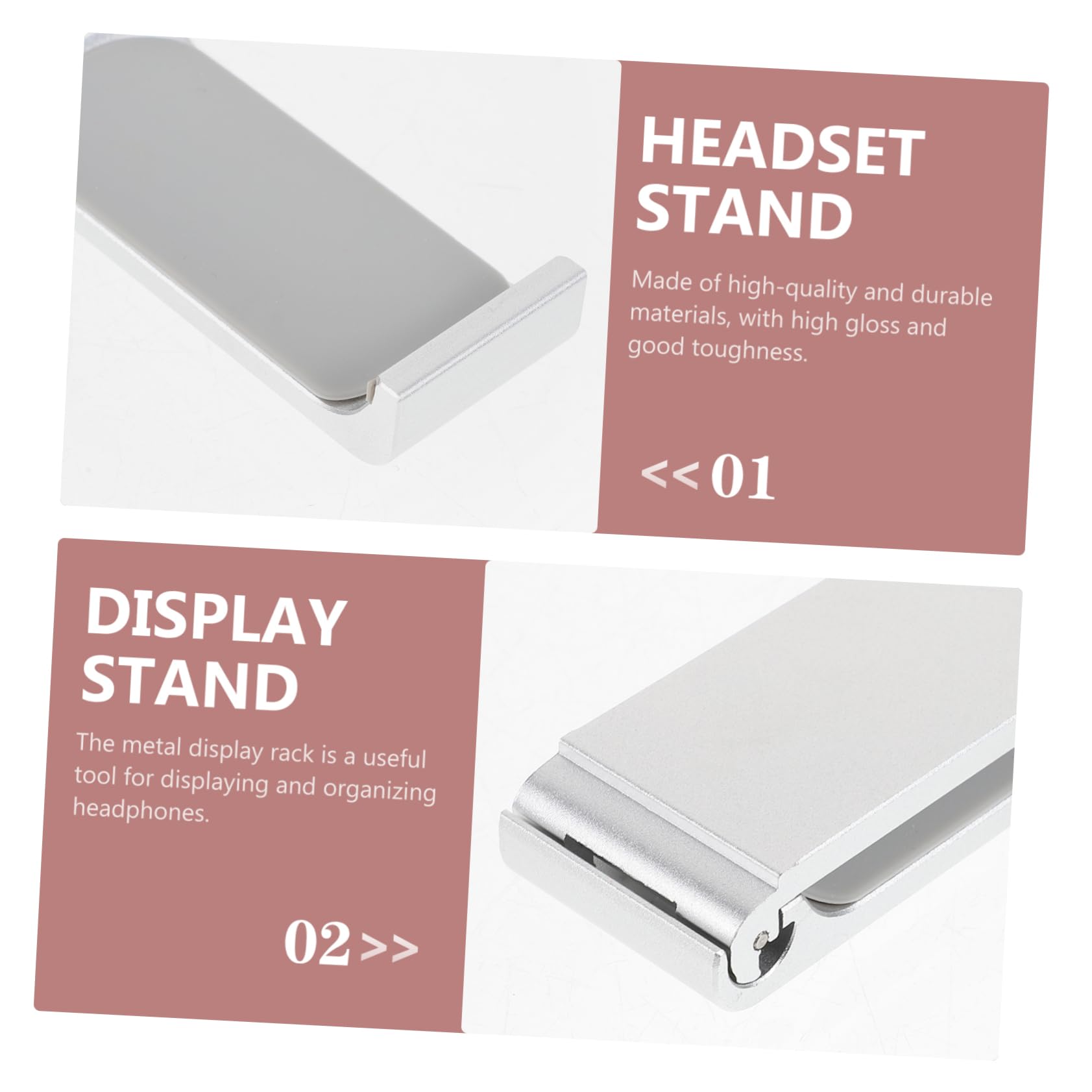 Angoily 4-Pack Aluminum Alloy Headphone Stand with Locking Clip - Premium Metal Headphone Holder & Jewelry Organizer for Desk, Gaming Setup, and Office Organization