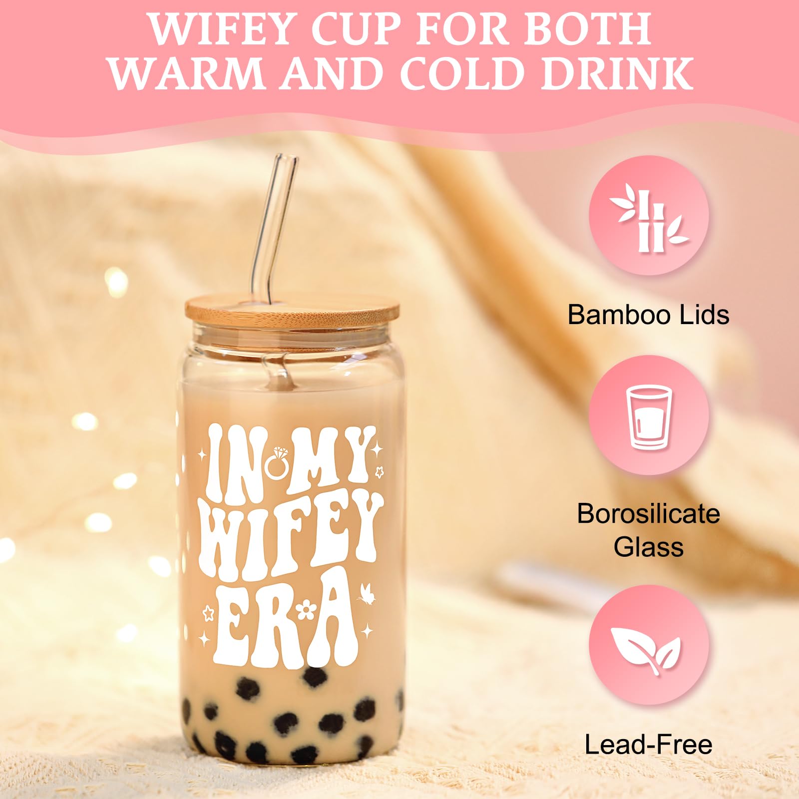 Elegant Bridal Shower Gift Set for Bride to Be - Classy Bachelorette & Wedding Gifts with Custom Cup & Straw - Perfect for Honeymoon, Bridal Parties & Wife Appreciation - Cute Wifey Present Ideas for Special Occasions