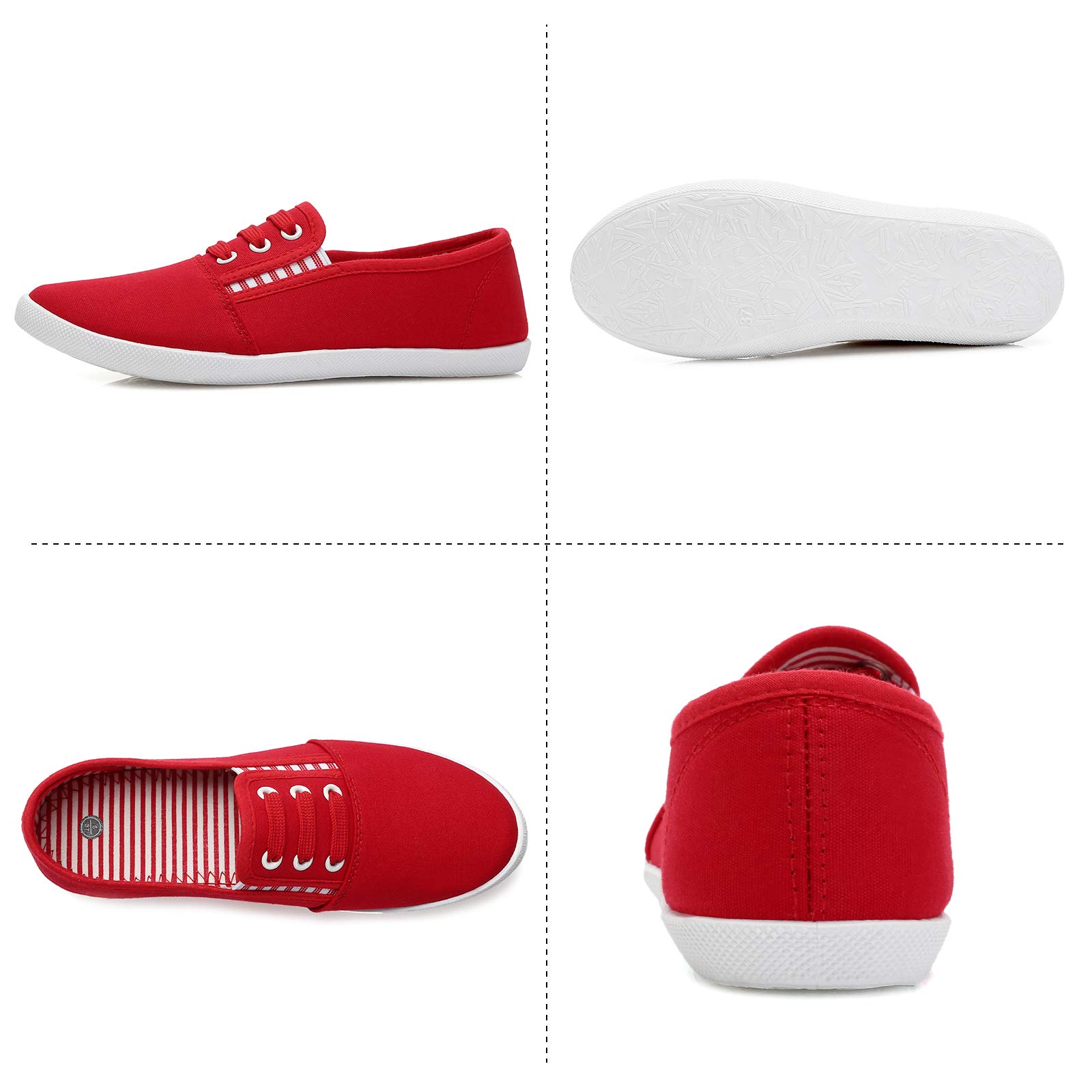 Kufeiti Women's Canvas Slip-On Sneakers - Comfortable Elastic Casual Shoes in White & Black | Perfect for Walking, Travel & Everyday Wear