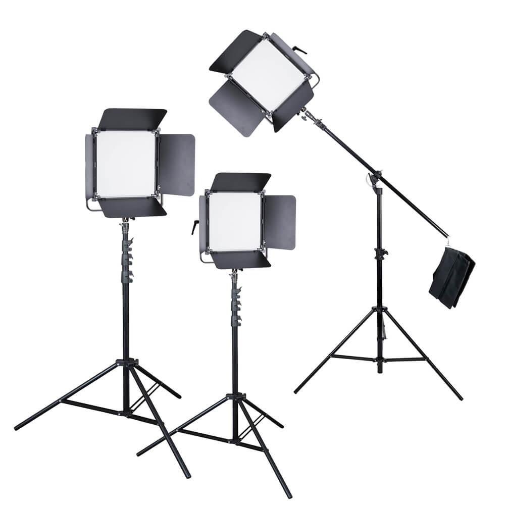LECO1000B MKII LED Panel Three Head Boom Kit - Professional Studio Lighting for Photography & Videography - Perfect for YouTube, TikTok, and Live Streaming