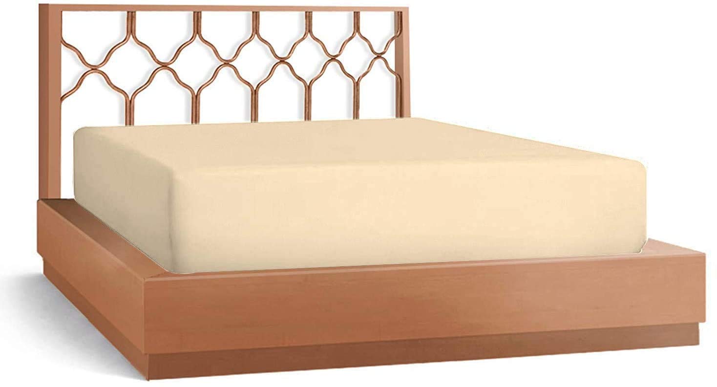 Premium 100% Giza Egyptian Cotton Fitted Sheet - Solid Ivory Full-XL Size (1 PC) - 1000 Thread Count Luxury Bedding - Fits Mattress Up to 21