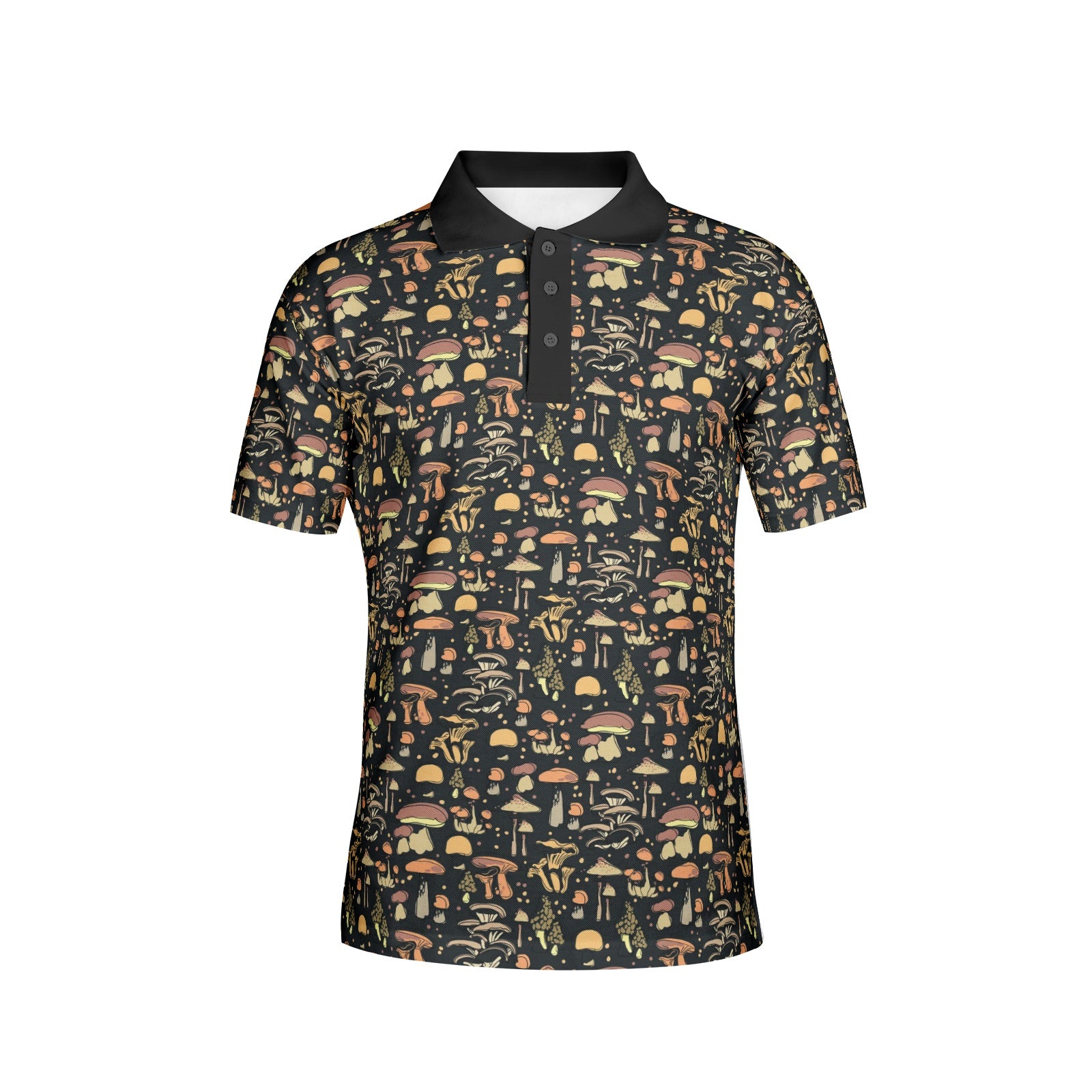 Men's Mushroom Print Polo Shirt - Stylish All Over Printed Casual Shirt for Summer Outfits, Golf, and Outdoor Activities