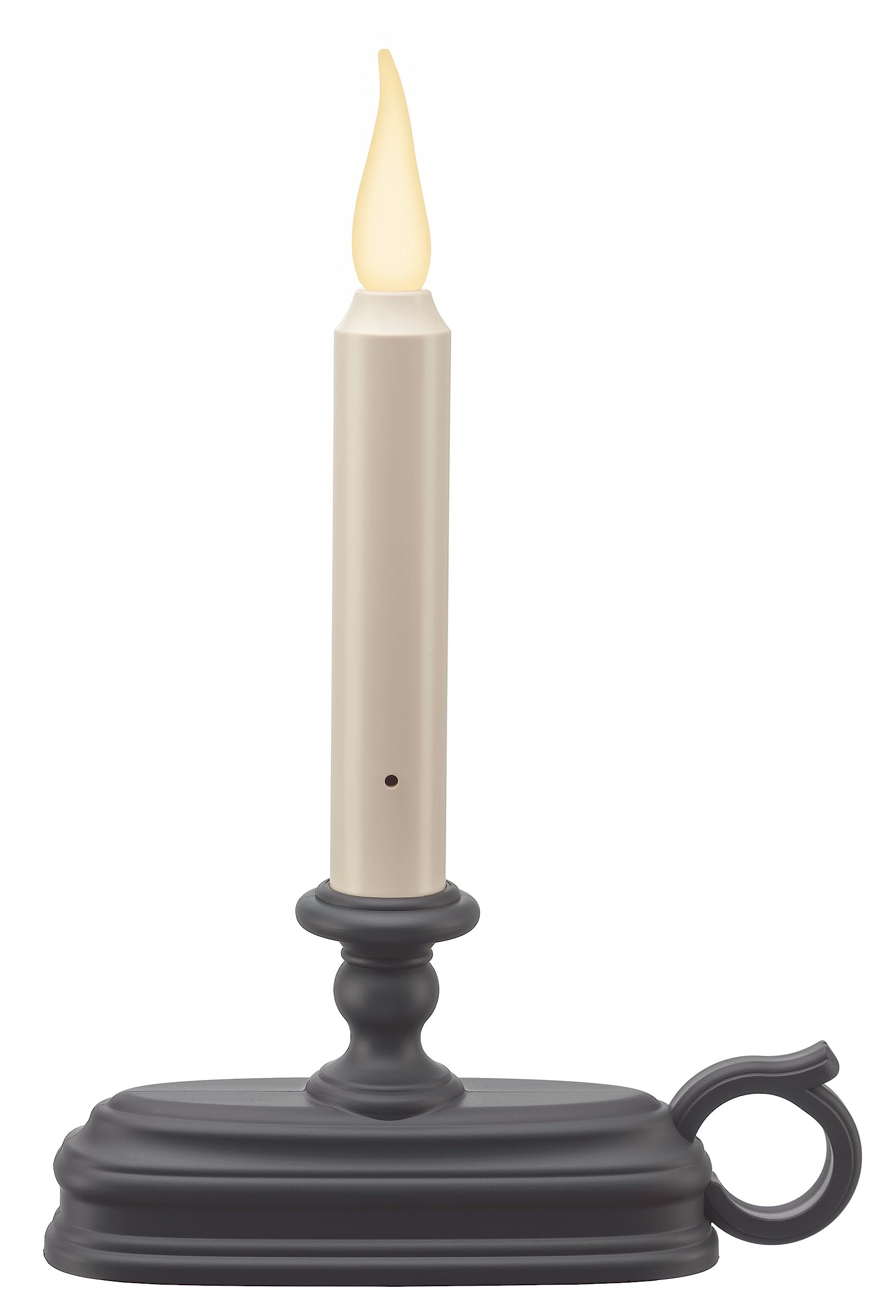 FPC1625A Battery Operated Window Candle with Realistic Flickering Flame - Warm White LED, Motion Sensor & Auto On/Off Timer (Black, Single) - Perfect for Christmas Decor, Home Ambiance & Holiday Lighting