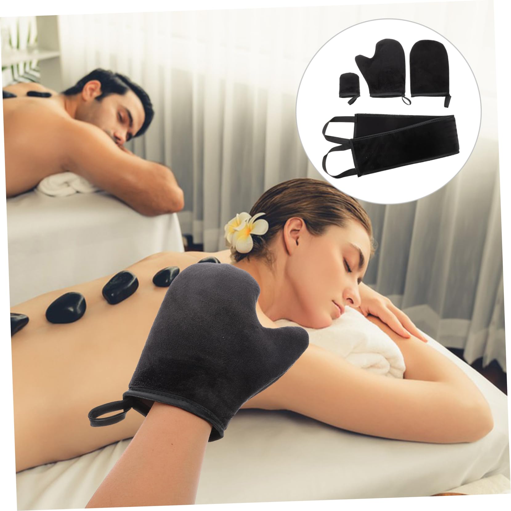 Self Tanning Mitt Gloves - 2 Pack Flocked Tan Applicator Mitts for Sunless Tanning Lotion, Back & Body - Soft & Streak-Free Fake Tan Application for Smooth, Even Tan at Home