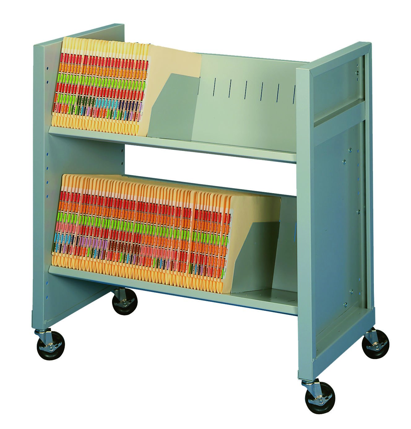 Datum Storage Basic File Cart with 2 Letter/Legal Size Shelves - Light Gray | Mobile File Organizer for Office, Home, or Classroom Use