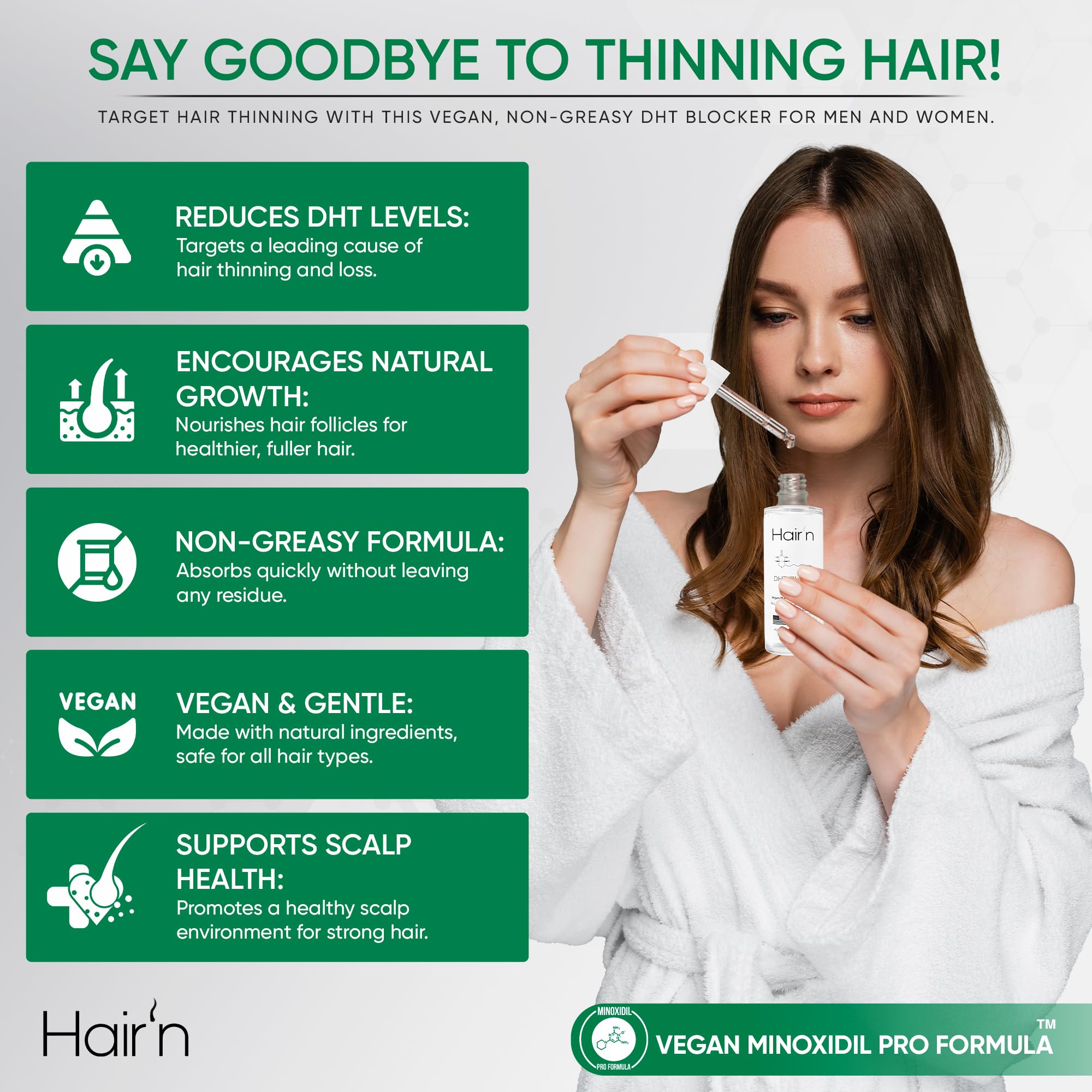 DHT Blocker Hair Growth Kit for Men & Women - Vegan & Botanical Shampoo, Conditioner, Serum & Supplement Set - Sulfate, Paraben & Hexane Free - Promotes Thicker, Healthier Hair - Perfect for Daily Hair Care & Scalp Nourishment