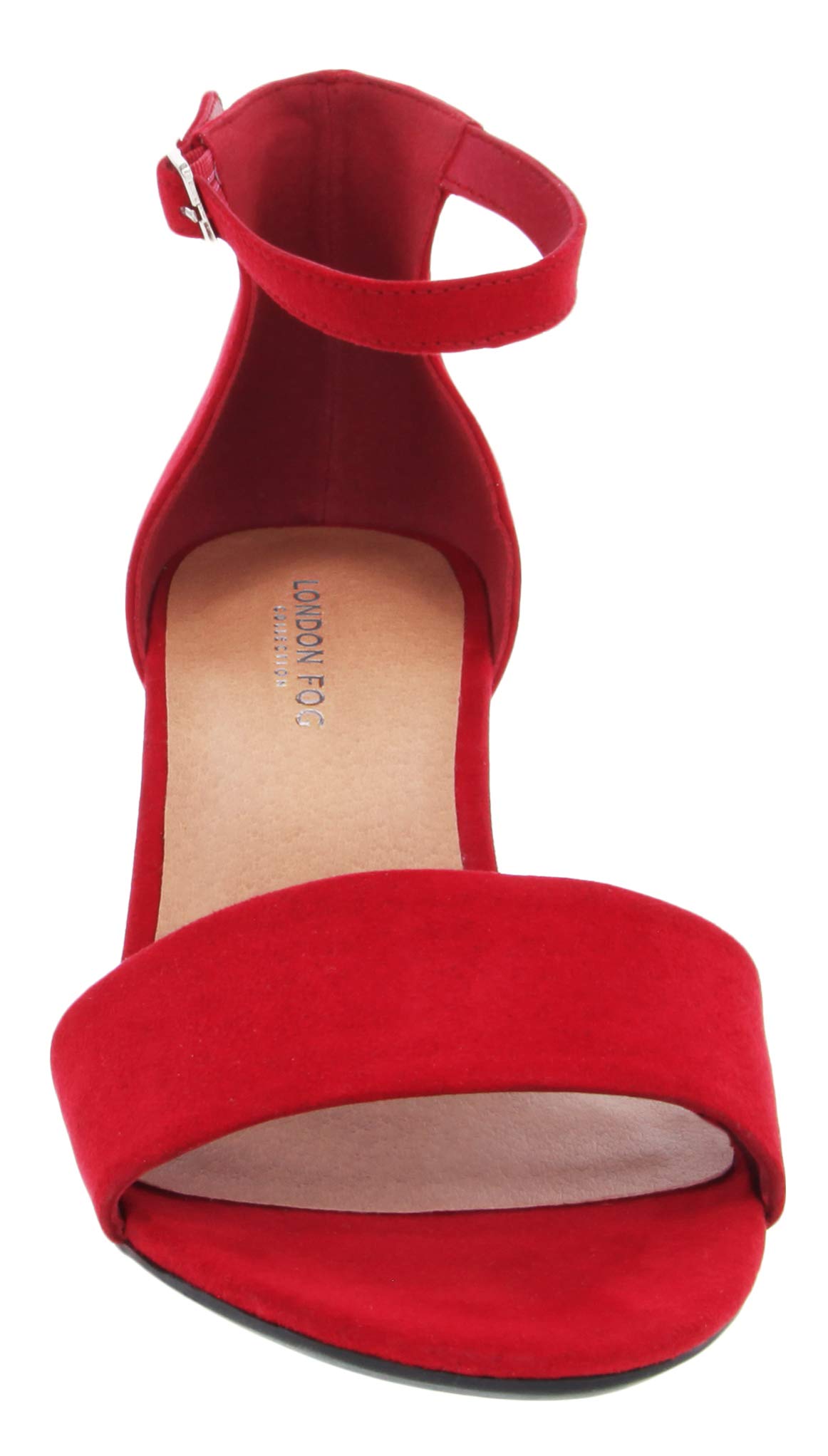 London Fog Women's Nikki Low Block Heel Ankle Strap Pump Sandals - Comfortable Dress Shoes for Work, Weddings & Special Occasions
