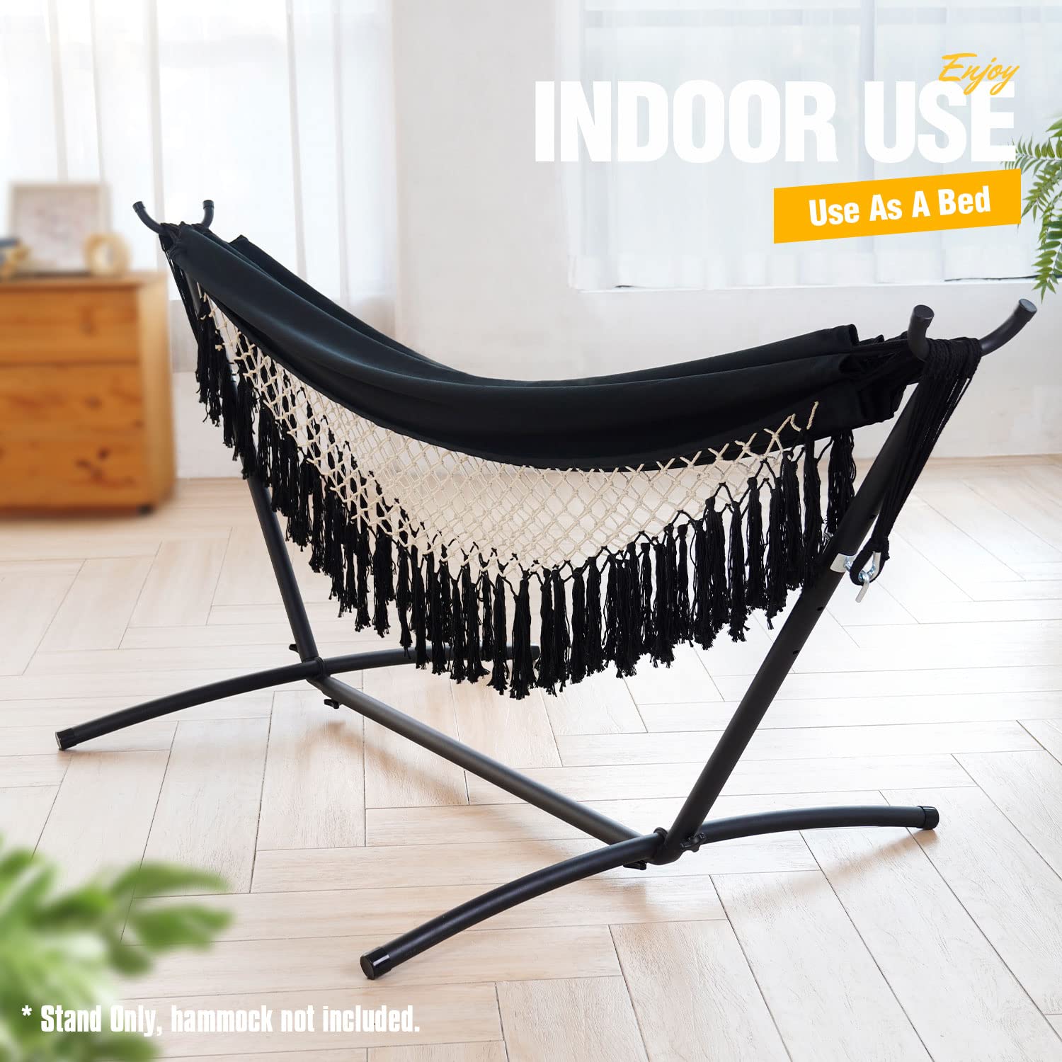 Heavy Duty Steel Hammock Stand 550LBS Capacity - Adjustable Hooks for 8-10.5ft Hammocks, Portable 2-Person Stand with Carrying Bag - Perfect for Backyard, Camping, Beach & Outdoor Relaxation
