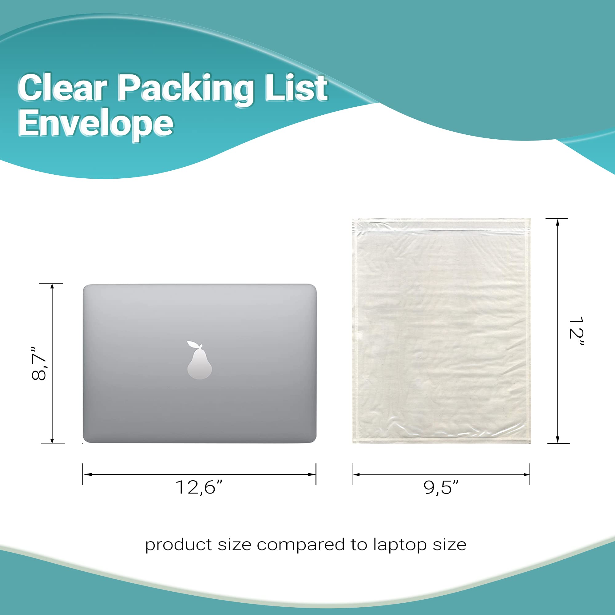APQ 9.5 x 12 Inch Clear Top Loading Packing List Envelopes - 500 Pack Self-Seal Plastic Shipping Label Pouches | Durable Document Mailing Envelopes for Ecommerce, Office & Logistics Use