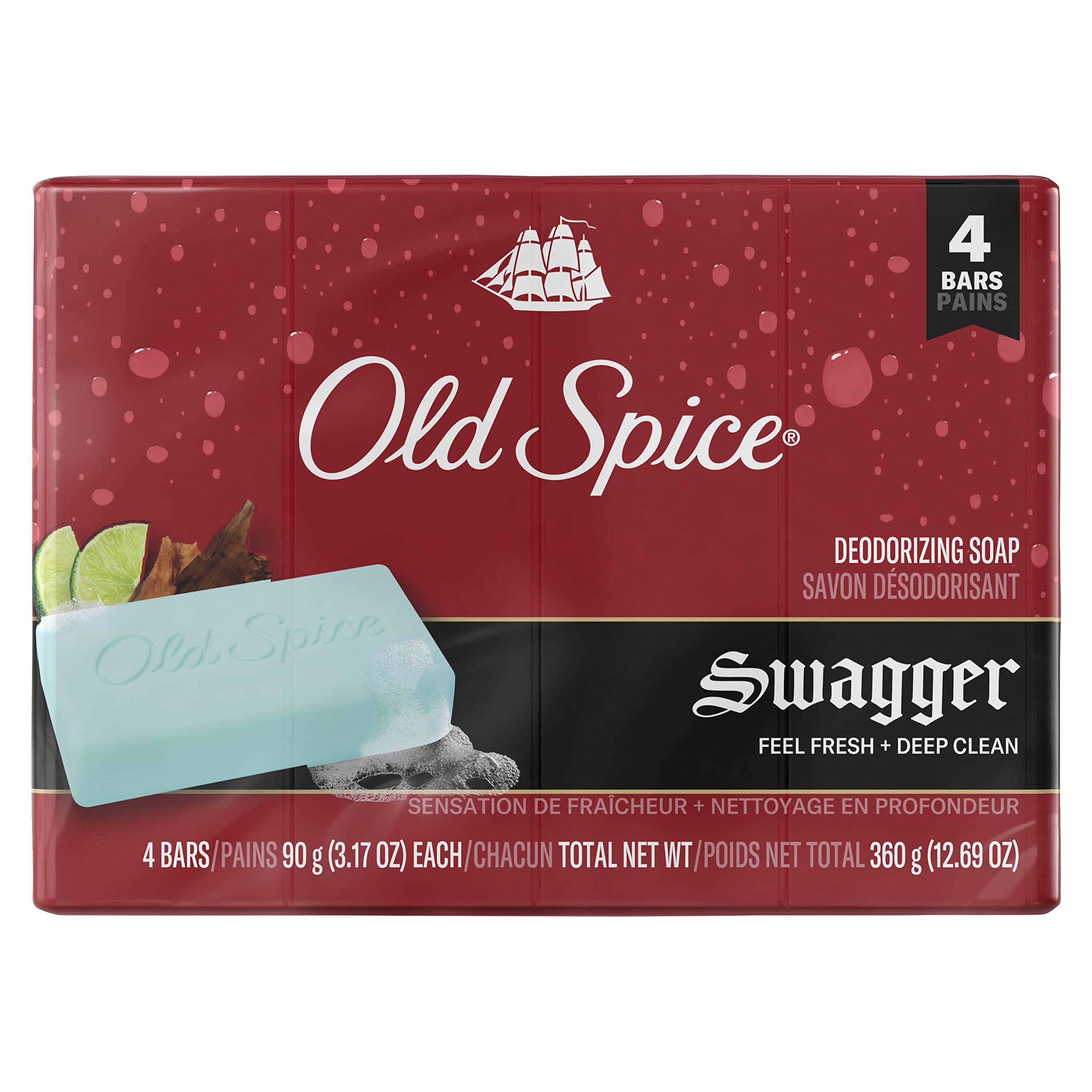 Old Spice Extra Clean Bar Soap for Men - 4 Pack (360g) | Refreshing Scent for Daily Shower & Gym Use