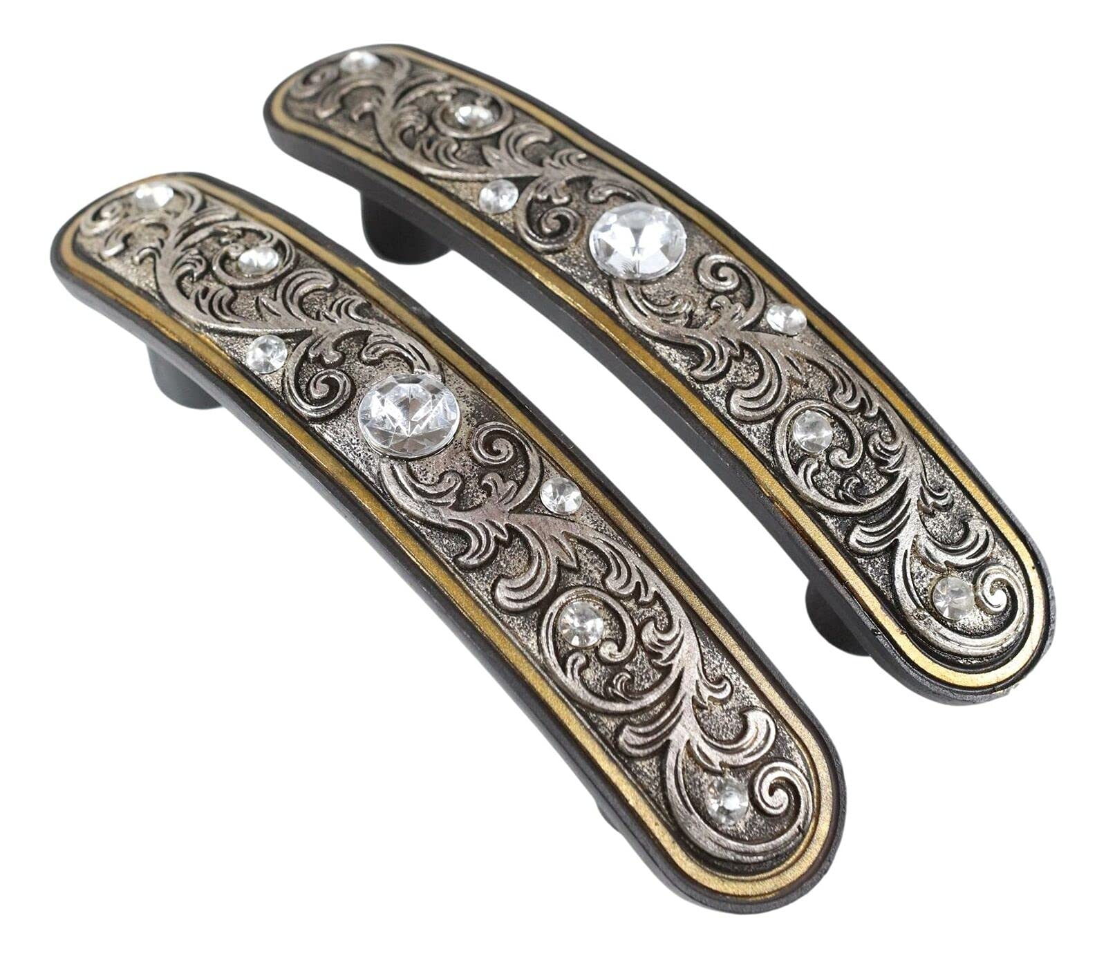12 Pack Western Floral Filigree Lace Silver Bling Drawer Pulls - Vintage Cabinet Handles for Dresser, Kitchen Cabinets & Home Decor - Perfect for Farmhouse, Boho & Shabby Chic Style Rooms