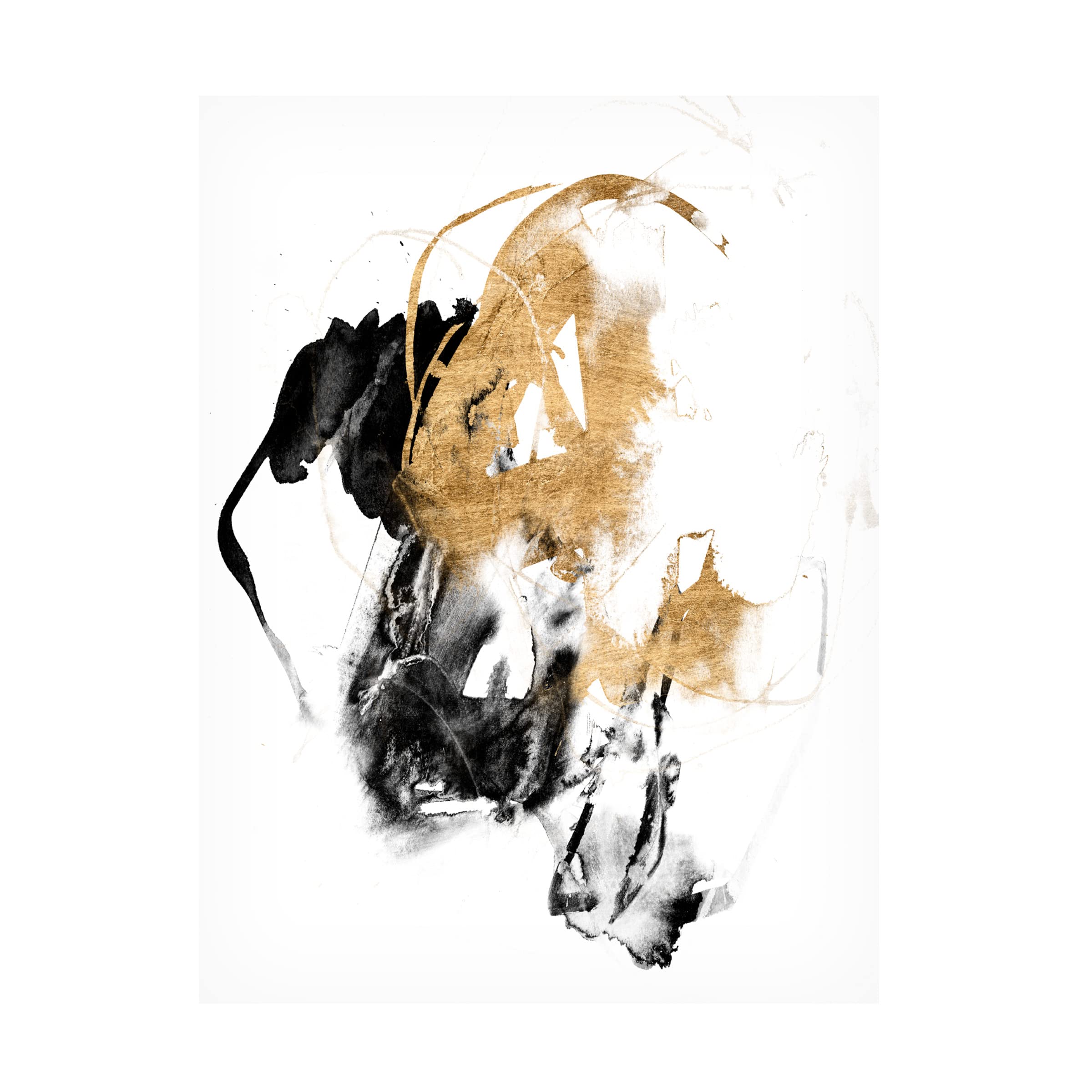 Jennifer Goldberger 'Black And Gold Splash II' Canvas Wall Art - Modern Abstract Painting for Living Room, Bedroom & Office Decor