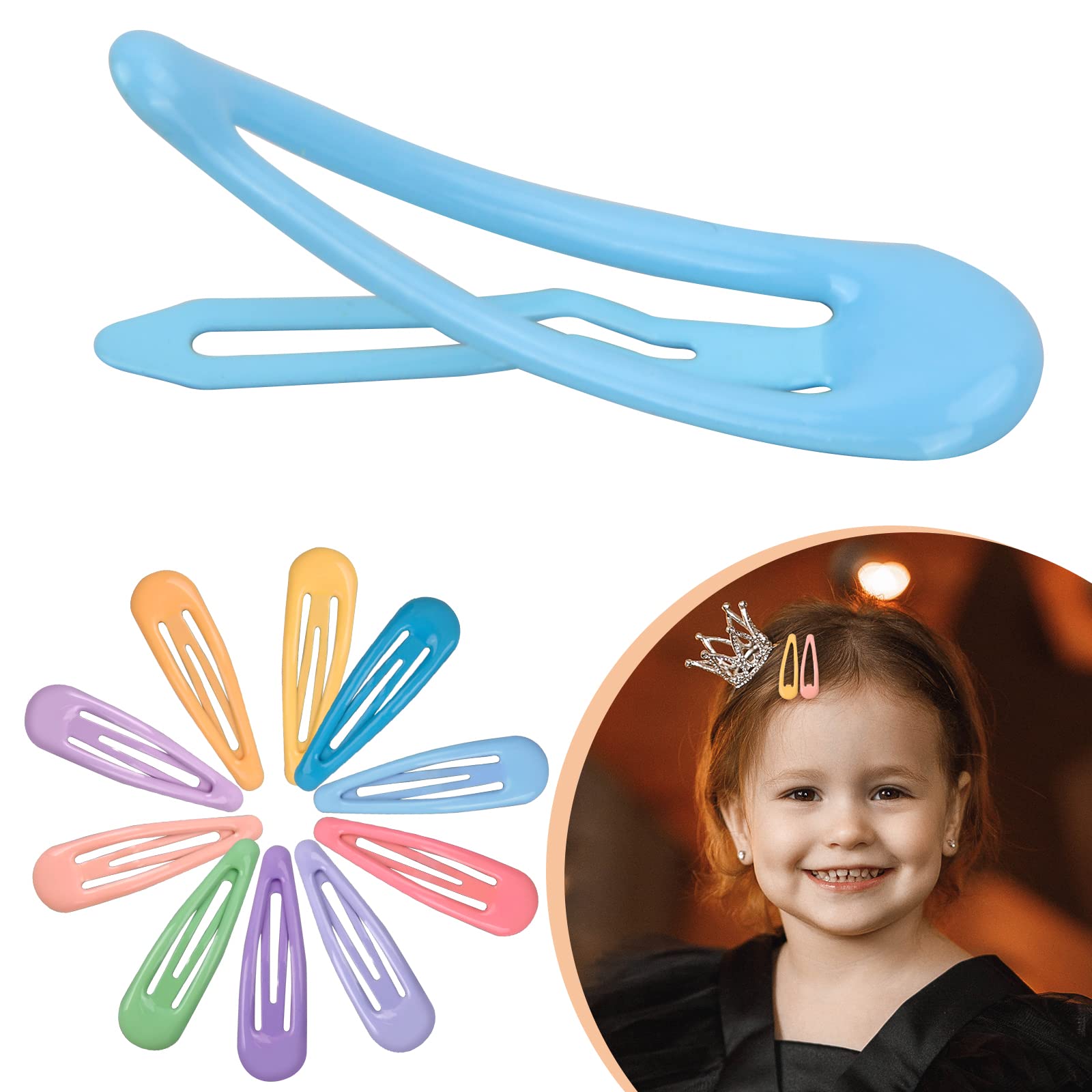 Suchkawe 60 PCS 5cm Snap Hair Clips - Non-Slip Metal Barrettes for Girls, Toddlers & Kids (10 Candy Colors) - Perfect for School, Parties & Daily Hairstyles