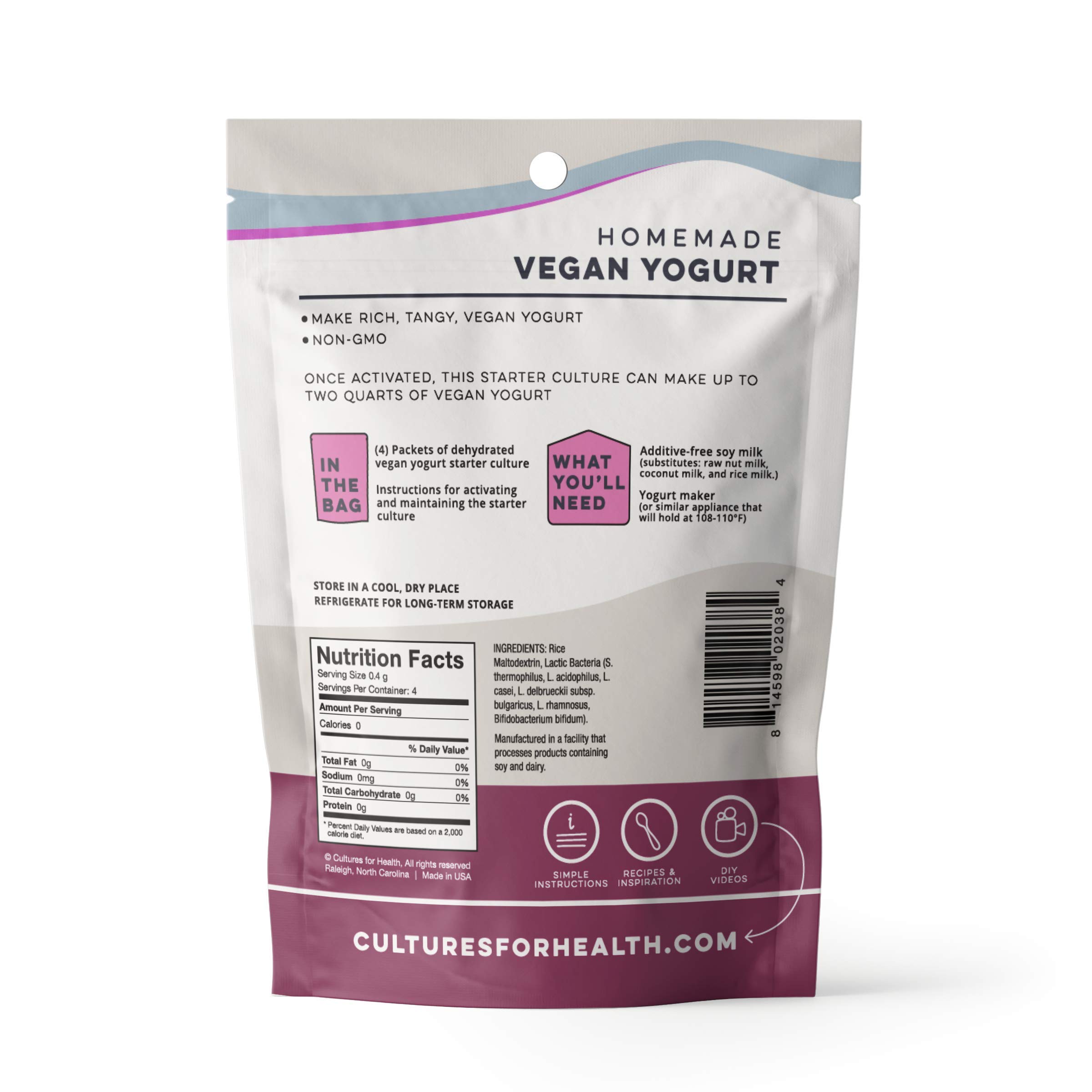 Vegan Yogurt Starter Culture 32 Packets - Dairy Free Direct-Set Yogurt Starter for Soy Milk & Plant Based Milk | Probiotic for Gut Health | Perfect for Smoothies, Breakfast Bowls & Healthy Snacks