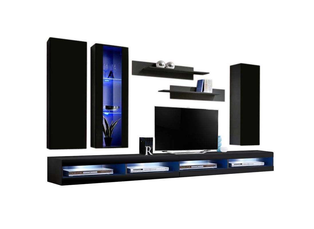 Modern Floating TV Stand with Storage & LED Lights - Wall-Mounted Entertainment Center for Bedroom & Living Room - White TV Console with Shelves - Perfect for Small Spaces & Home Theater Setup