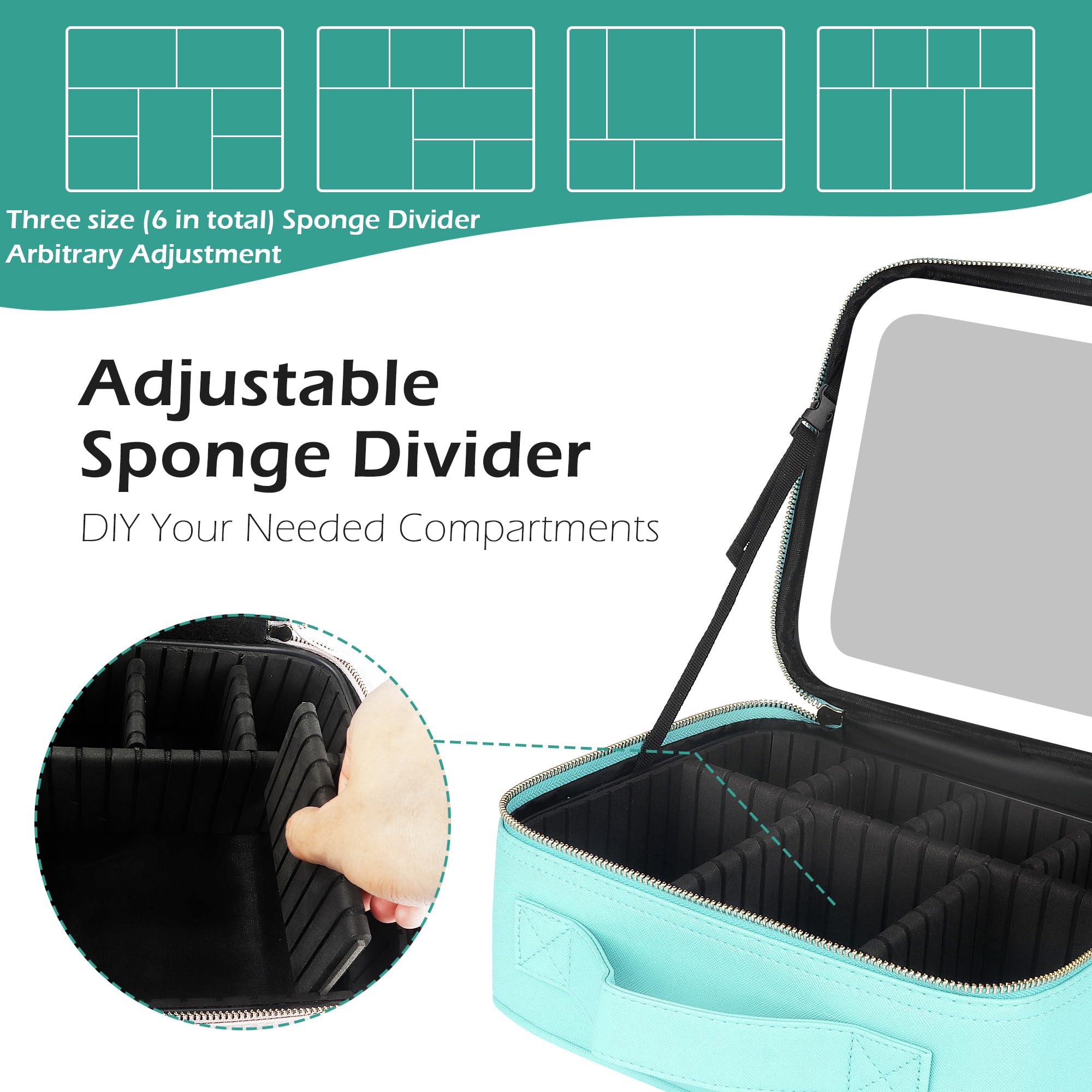 **MOMIRA Large Lighted Mirror Travel Makeup Bag - Waterproof Cosmetic Organizer with Adjustable Brightness, 3 Color Modes - Perfect for Travel, Home, and Gifting**