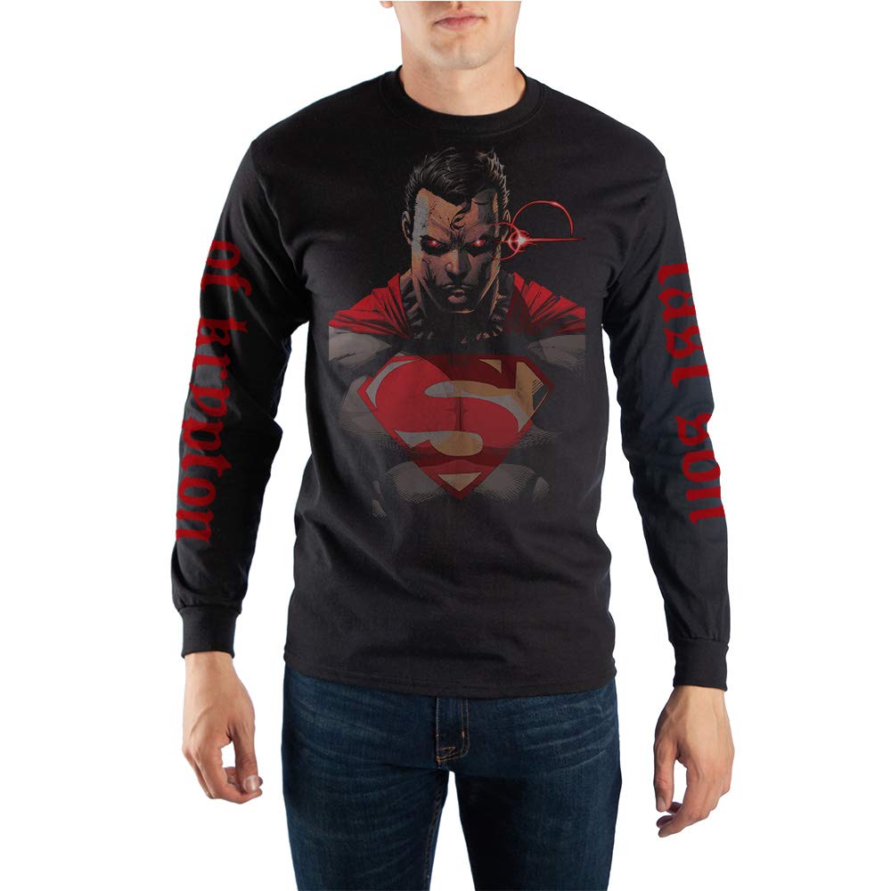 DC Comics Superman Long Sleeve Graphic T-Shirt for Men - Superhero Comic Book Style Tee - Perfect for Cosplay, Halloween & Comic Con Events