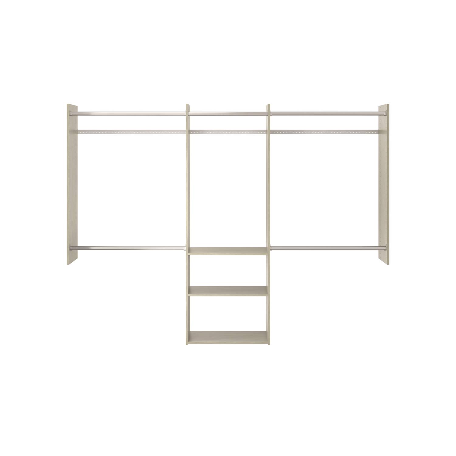 Easy Track RB1460-CGON Deluxe Starter Closet Organizer System - Wall Mounted Wardrobe Storage with Shelves & Hanging Rods in Weathered Gray | Perfect for Bedroom, Walk-in Closet & Small Space Organization