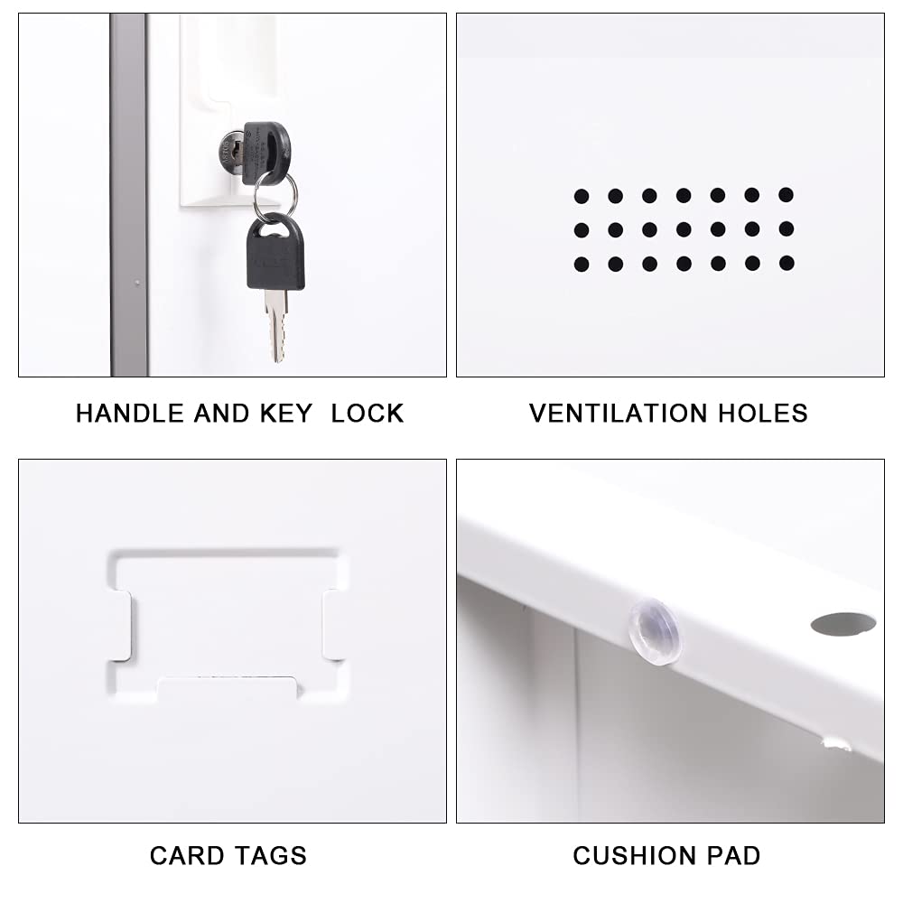 9-Door Metal Locker Storage Cabinet - Heavy Duty Steel Employee Lockers with Key Lock & Ventilation - Secure Office, School & Gym Storage Organizer for Clothes, Equipment & Personal Items