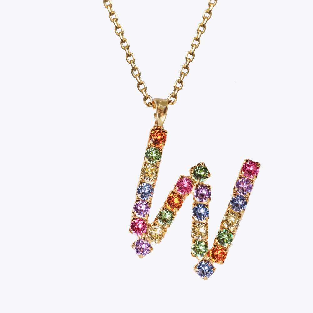 Personalized Letter Necklace with Rainbow Charm - Custom Initial Pendant for Women & Girls - Perfect for Birthdays, Anniversaries & Everyday Wear