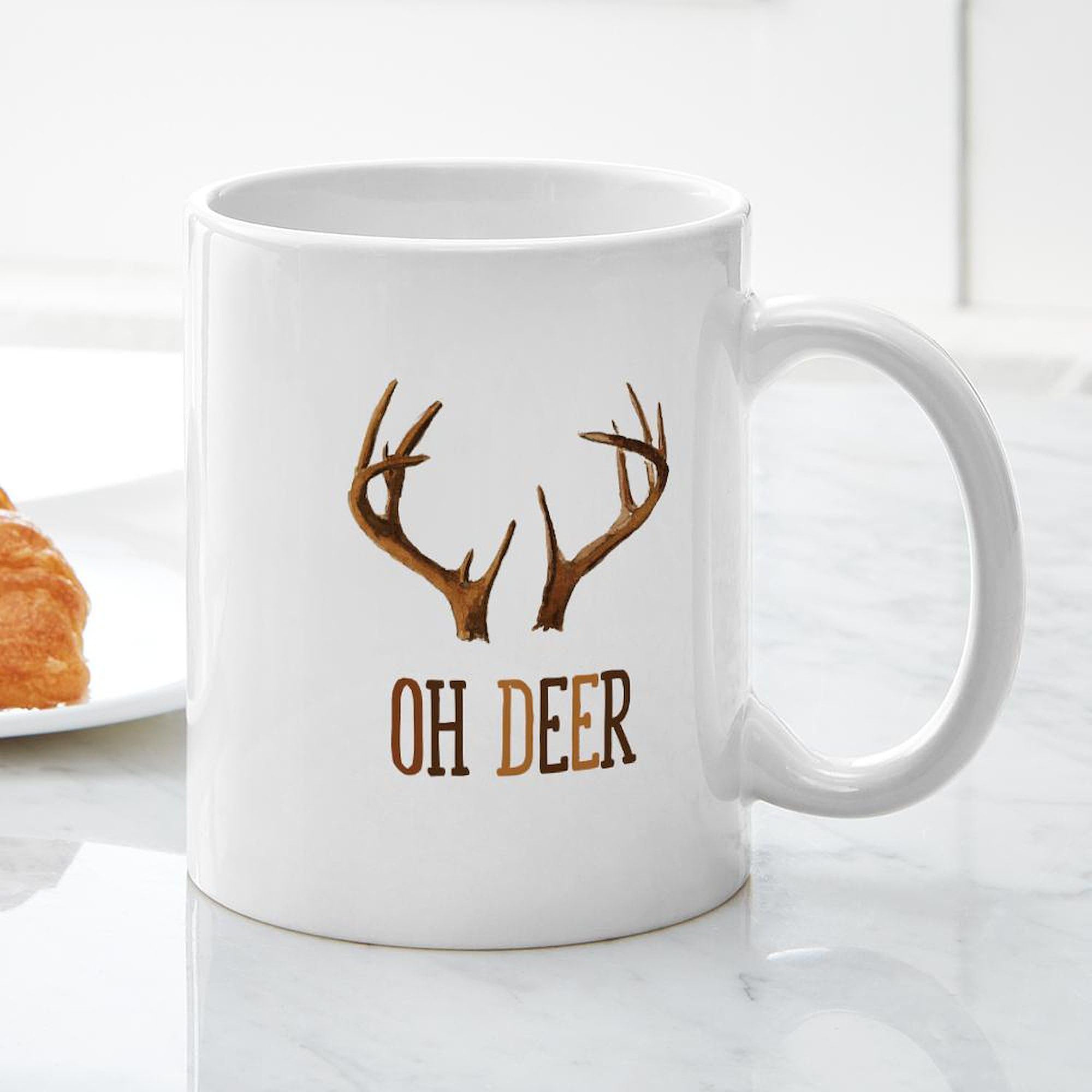 OH DEER 11 oz (325 ml) Ceramic Coffee Mug - Funny Deer Design for Tea & Hot Drinks - Perfect for Office, Home & Gifts