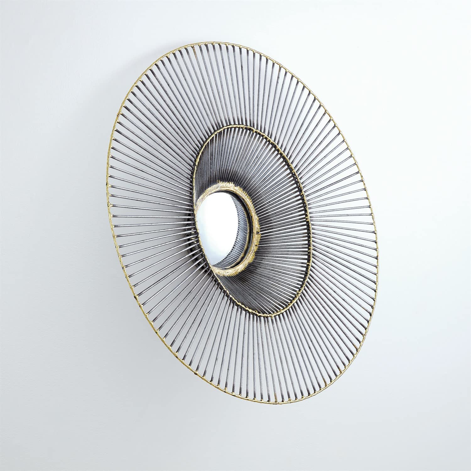 Global Views Tilt-A-Wire Mirror - Small Brass Wall Mirror for Home Decor | Elegant Bathroom Vanity Mirror & Bedroom Accent Piece