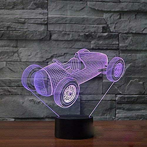 3D Bumper Car Night Light - 7 Color Changing LED Touch Lamp with USB Power - Perfect for Kids Room Decor, Christmas Gifts & Valentine's Day Presents - Creates Magical Atmosphere for Bedtime, Parties and Special Occasions