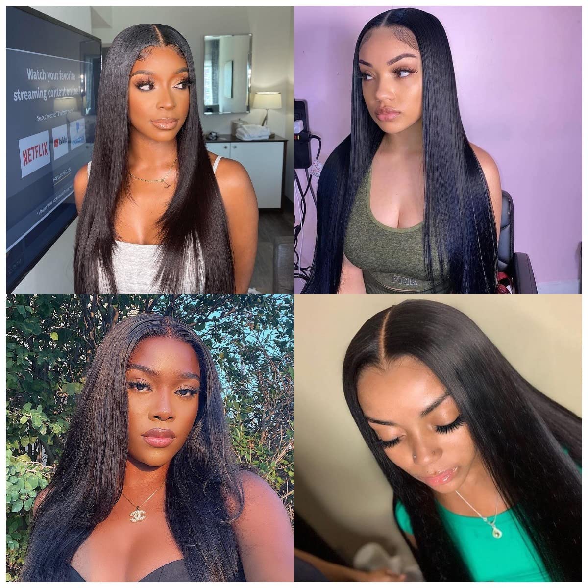 LUMIERE 24 Inch Straight Human Hair Wigs for Black Women - 4x4 Lace Closure, Unprocessed Remy Hair, 150% Density, Pre-Plucked Baby Hair, Natural Color | Perfect for Daily Wear, Parties, and Special Occasions