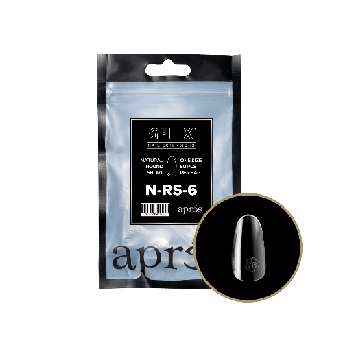 Apres Gel X Refill Tips 2.0 - 50pcs Natural Short Round Fake Nails for Manicure - Perfect for DIY Nail Art, Salon & Home Use