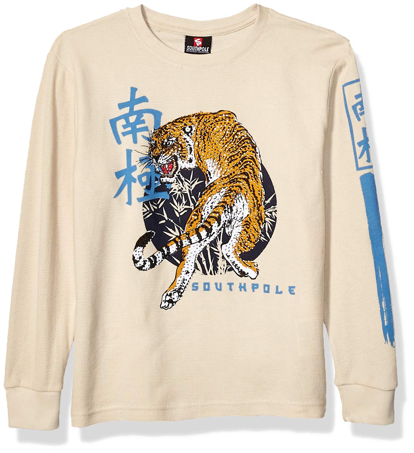Southpole Boys' Big & Tall Long Sleeve Crewneck Thermal Shirt - Waffle Knit Pattern for Winter Warmth - Cozy Loungewear & Layering Essential for Cold Weather Activities
